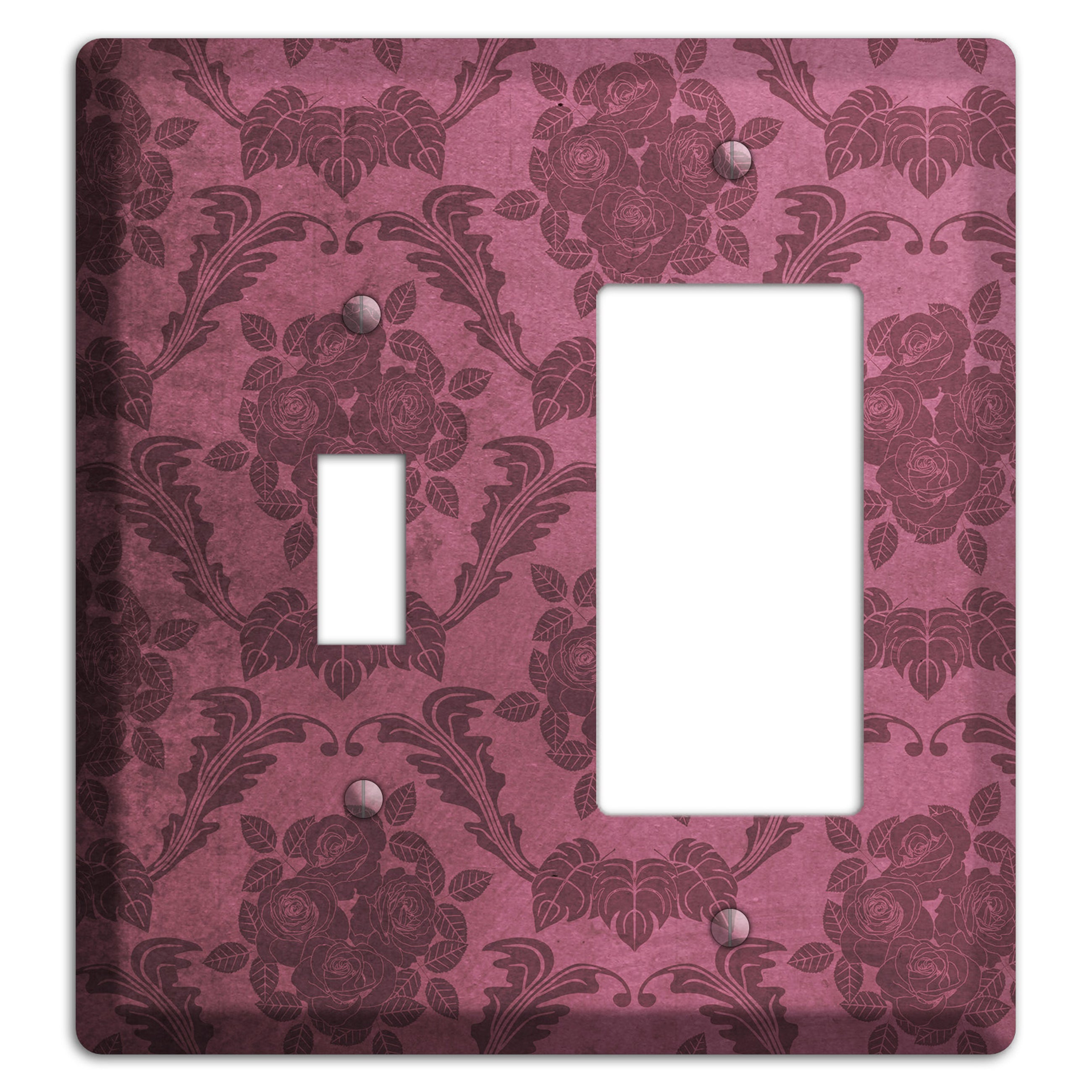 Turkish Rose Vintage Rose Damask Toggle / Rocker Wallplate