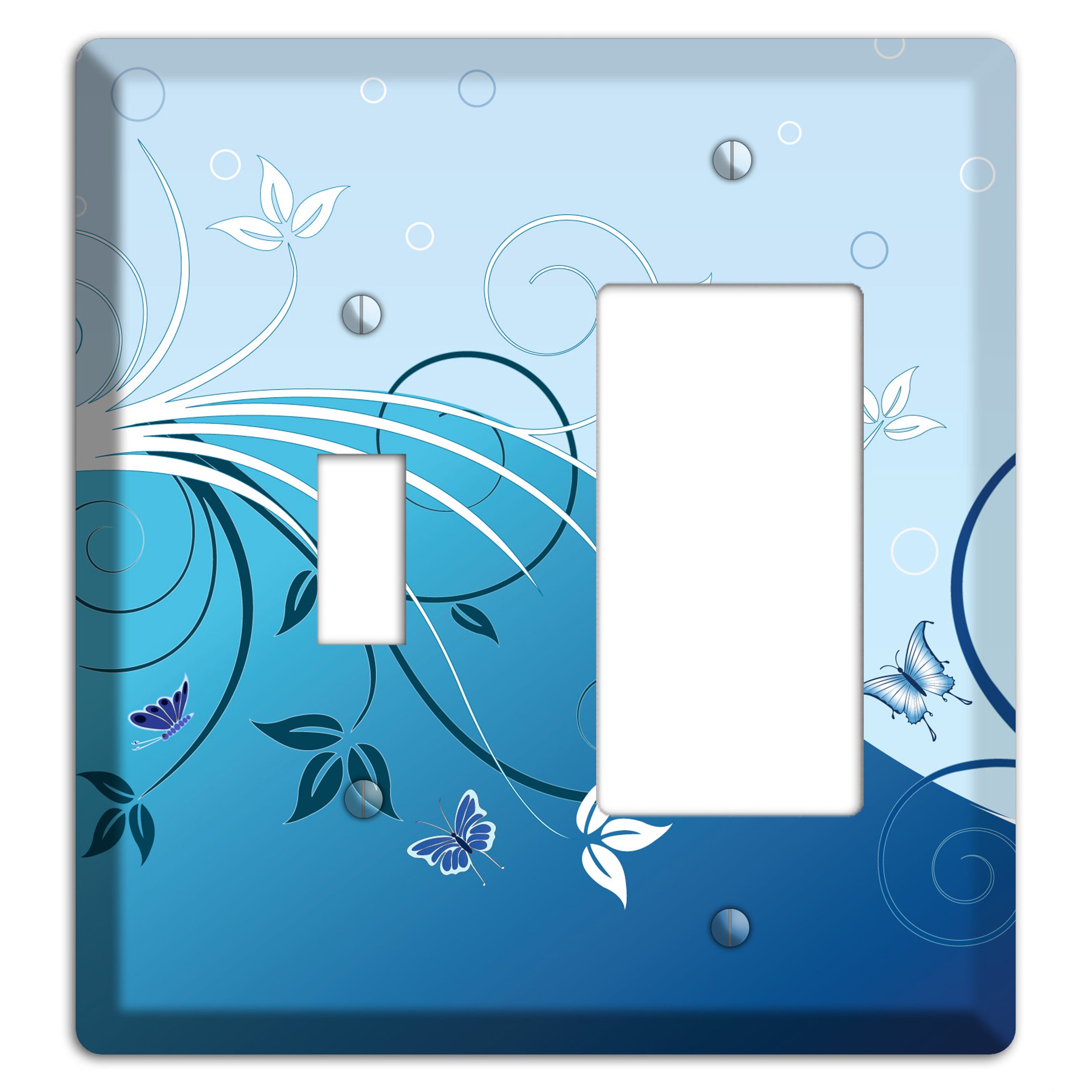 Blue Floral Sprig Toggle / Rocker Wallplate