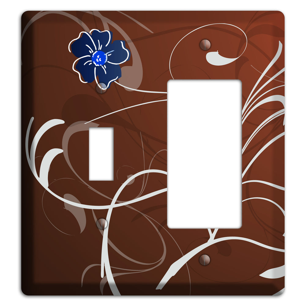 Brown Flower with Swirl Toggle / Rocker Wallplate