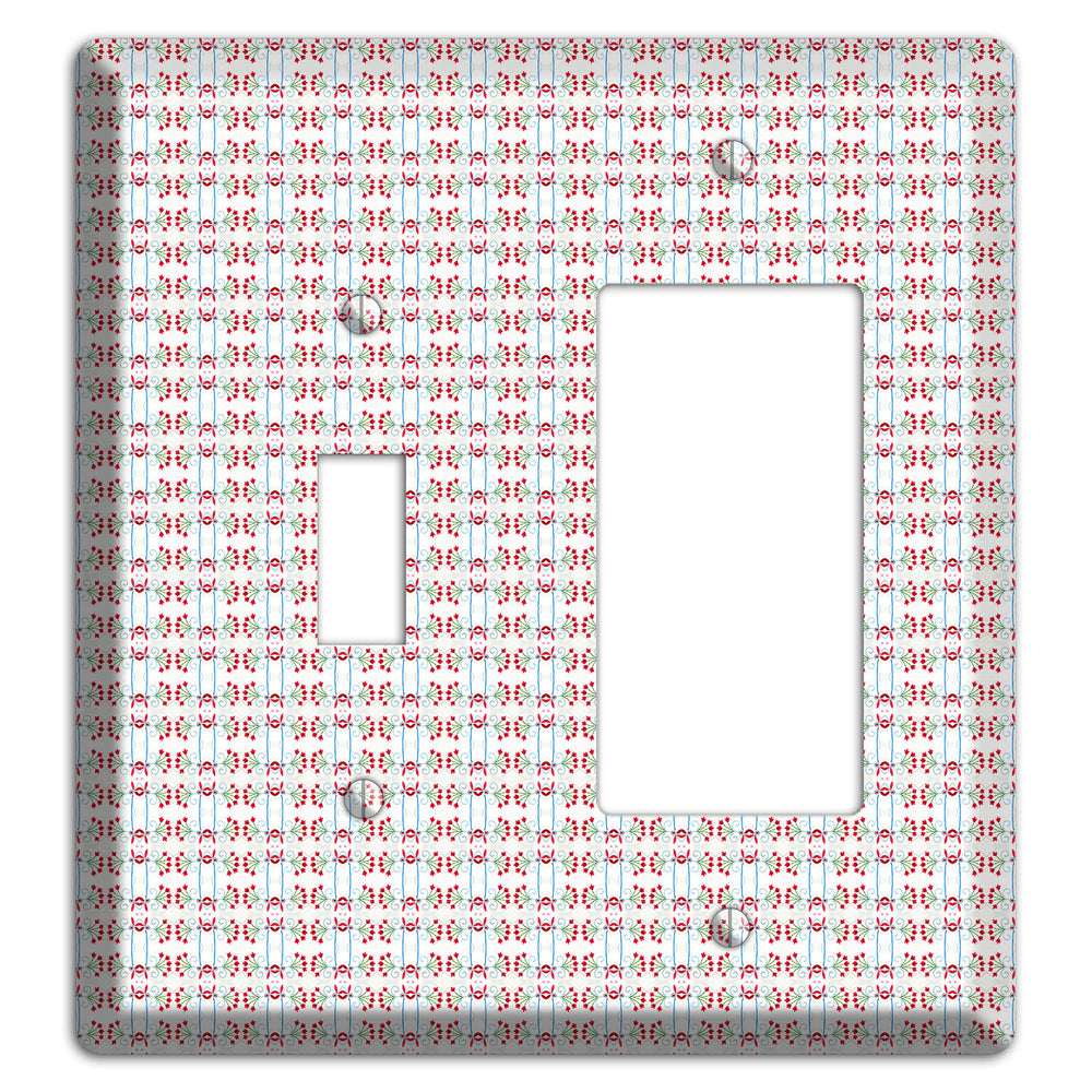 White with Red Blue Tapestry Toggle / Rocker Wallplate