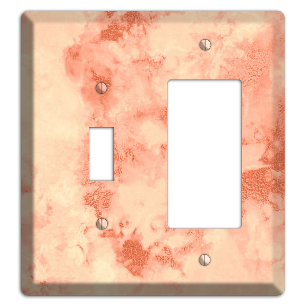 Apricot Peach Marble Toggle / Rocker Wallplate