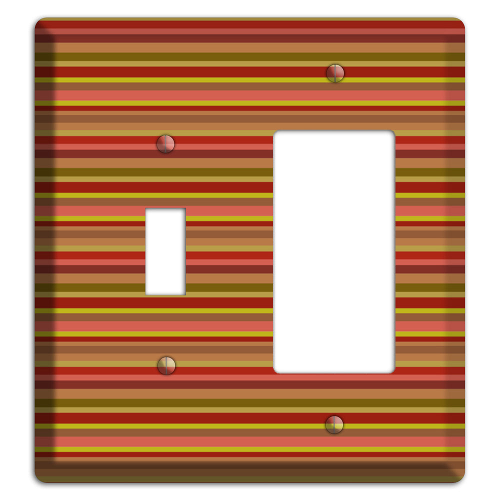 Multi Red Horizontal Stripes Toggle / Rocker Wallplate