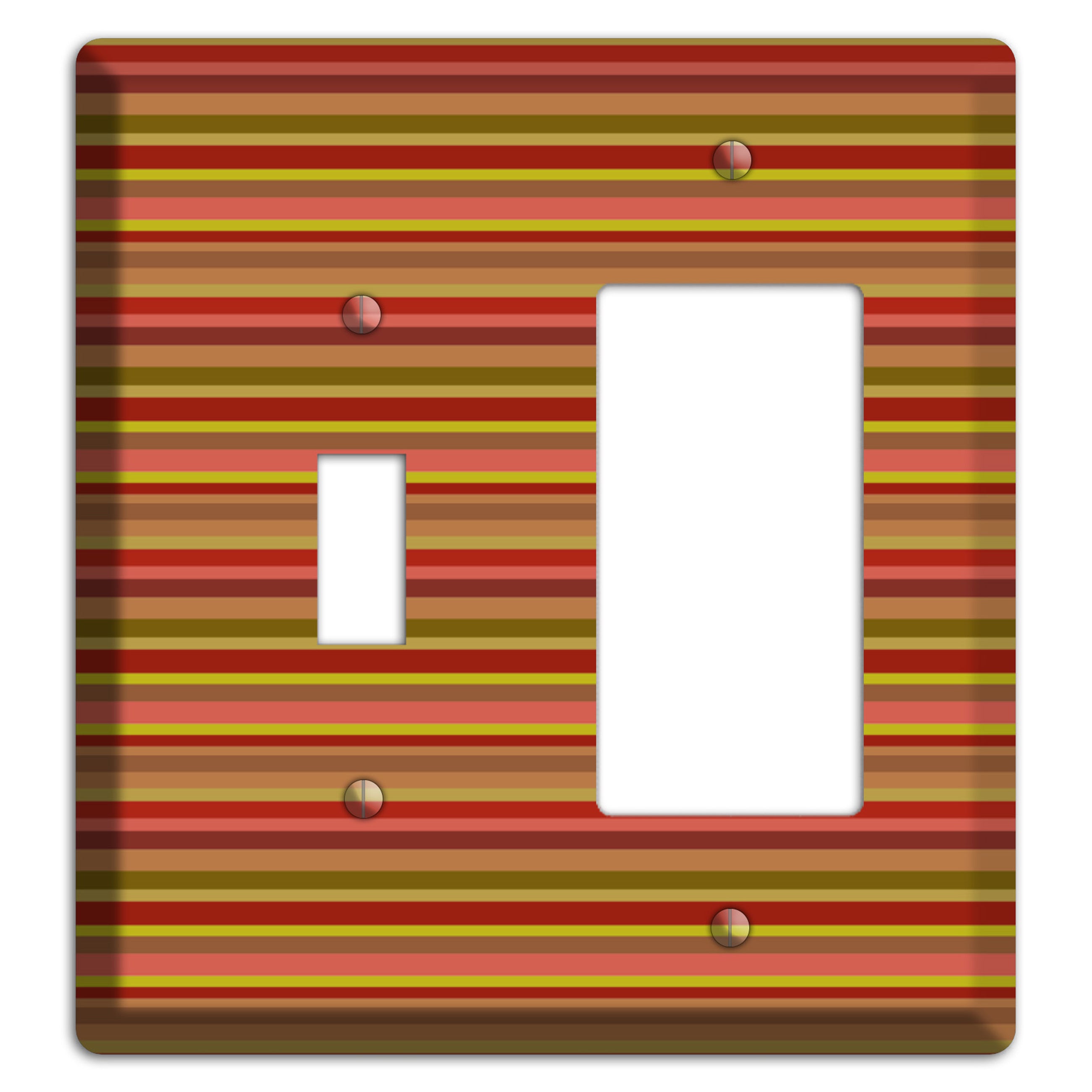 Multi Red Horizontal Stripes Toggle / Rocker Wallplate