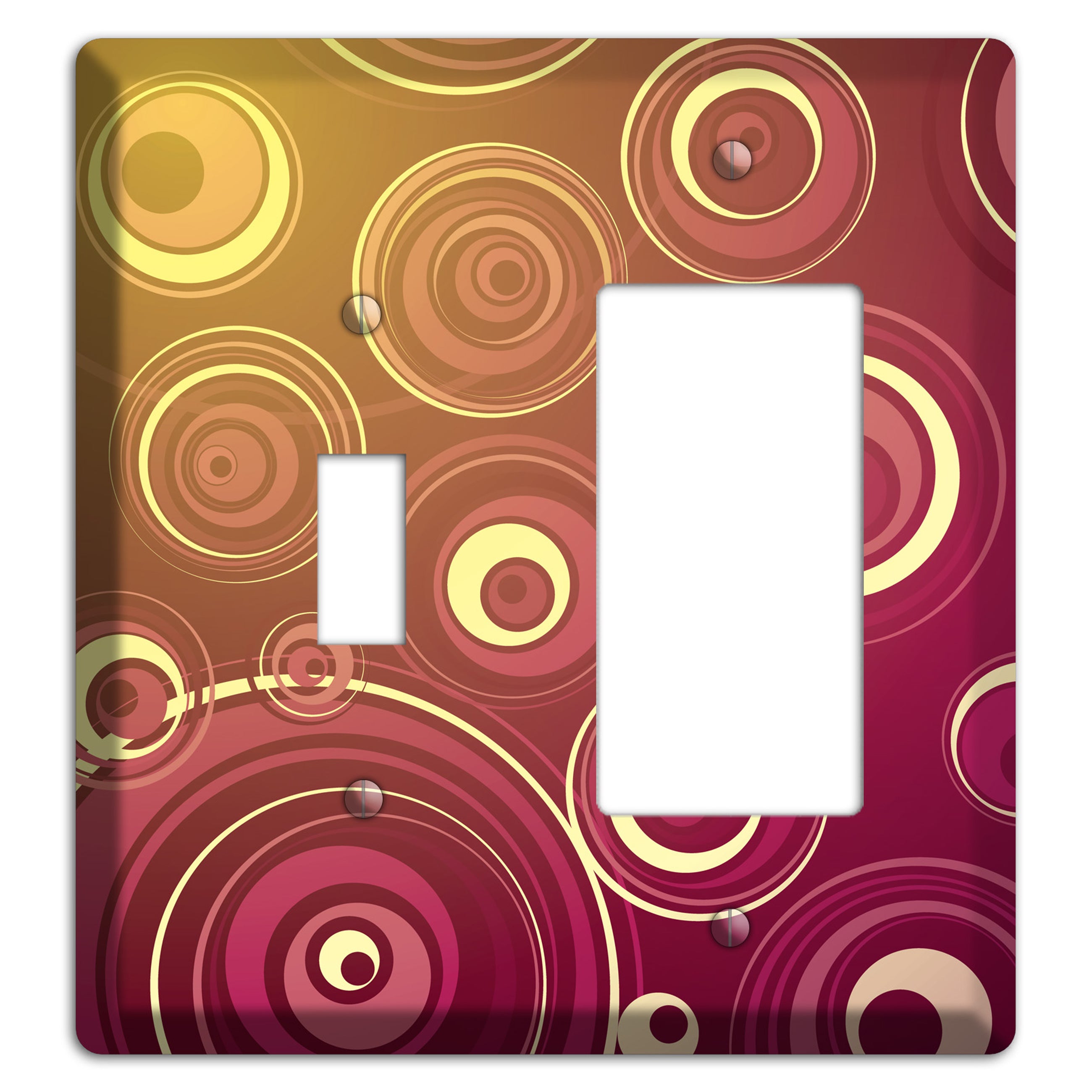 Maroon and Yellow Circles Toggle / Rocker Wallplate