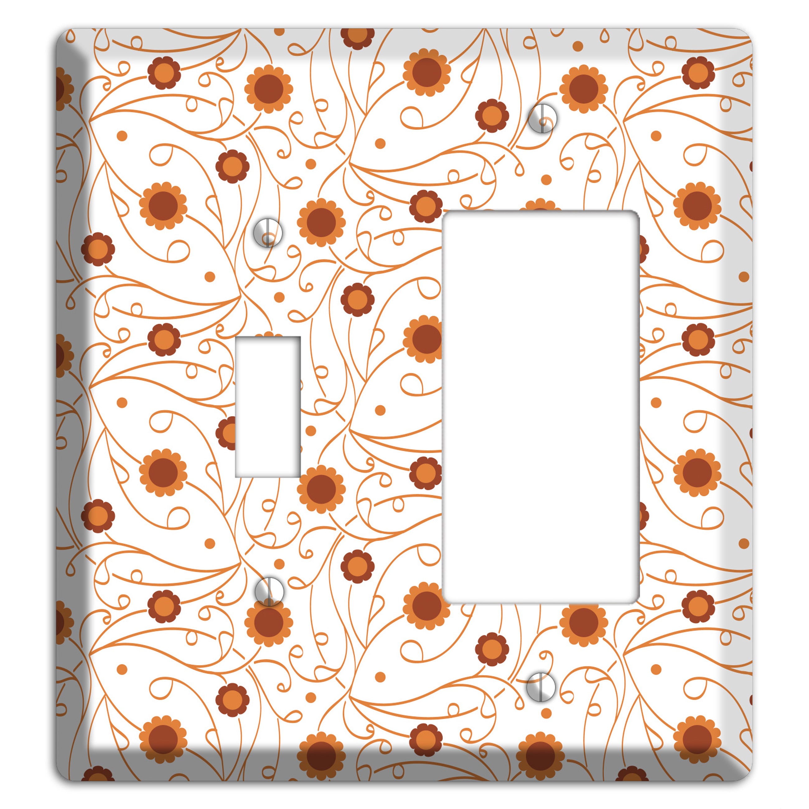White Vine Floral Toggle / Rocker Wallplate