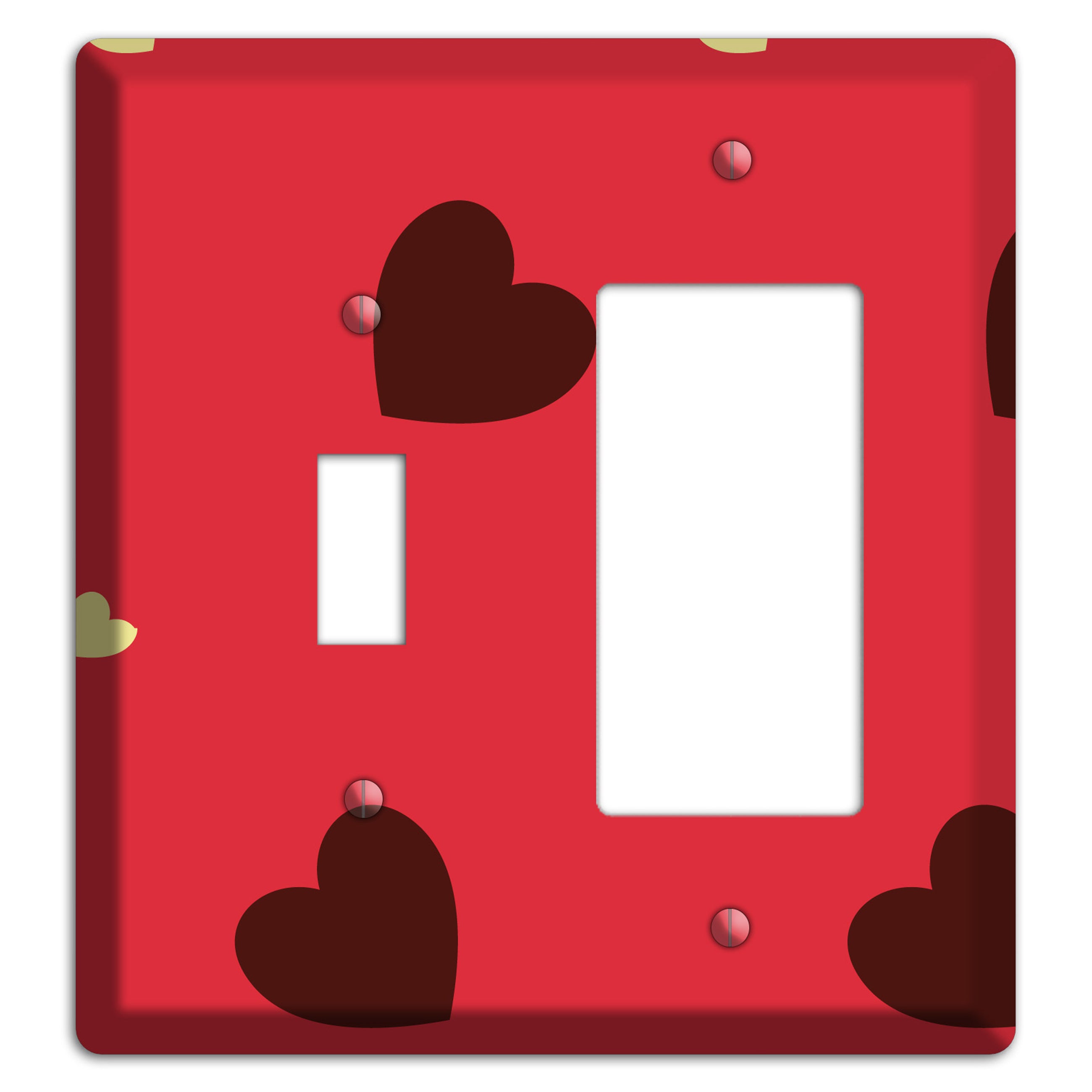 Red with Hearts Toggle / Rocker Wallplate