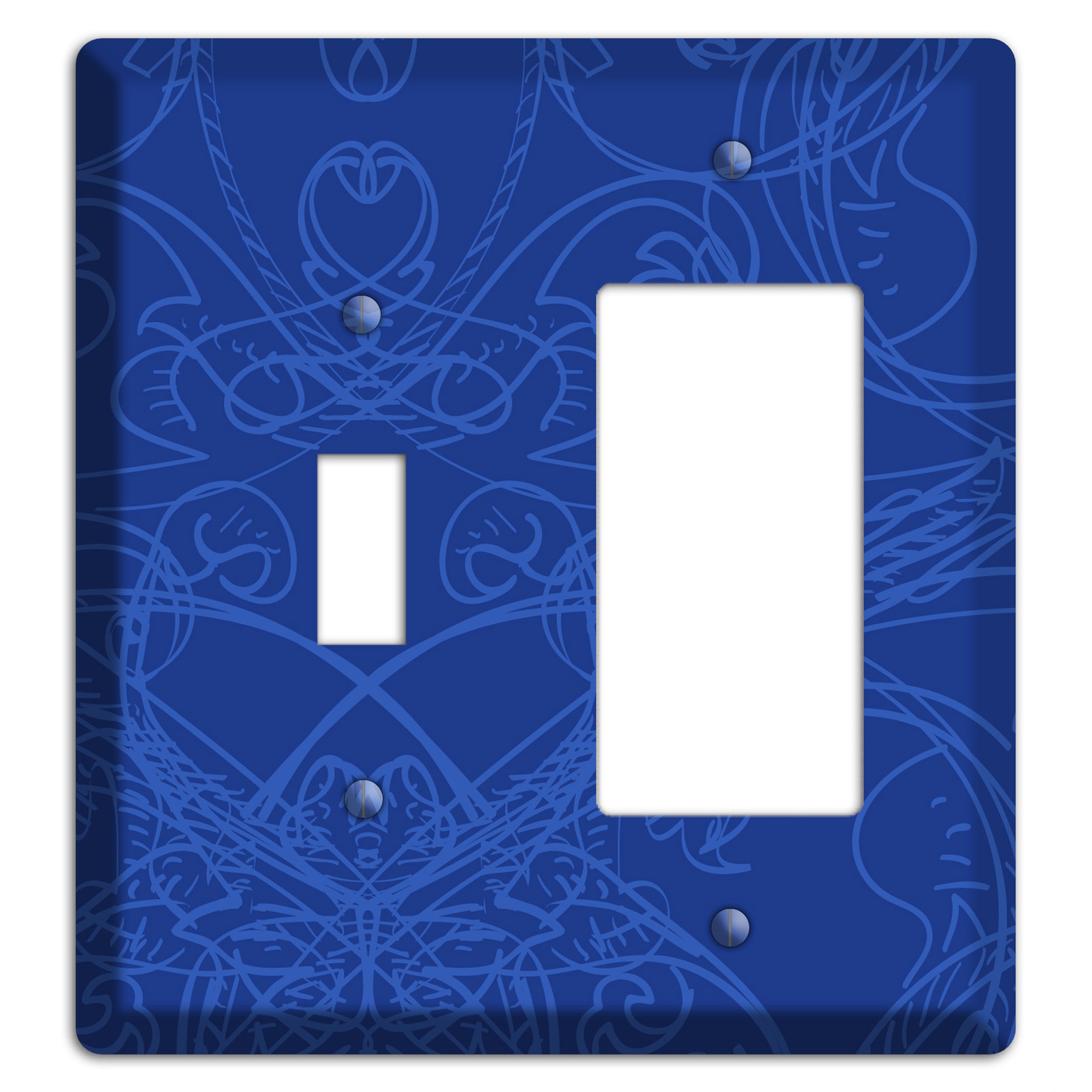 Blue Deco Sketch Toggle / Rocker Wallplate
