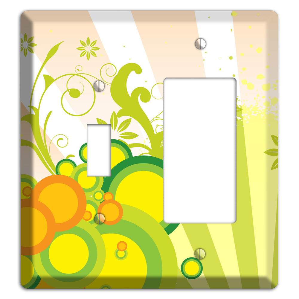 Green Yellow Orange Retro Sprig Toggle / Rocker Wallplate