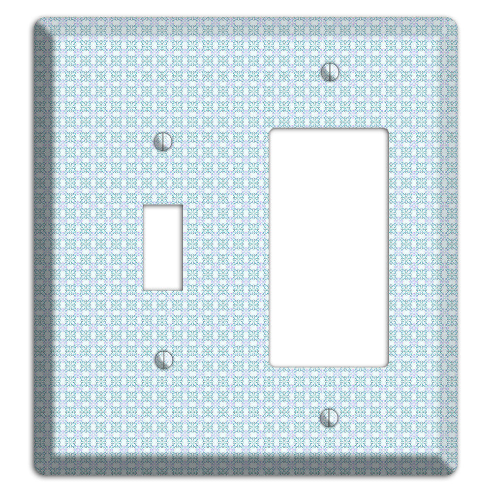 Light Blue and Lavender Tiled Tiny Arabesque Toggle / Rocker Wallplate