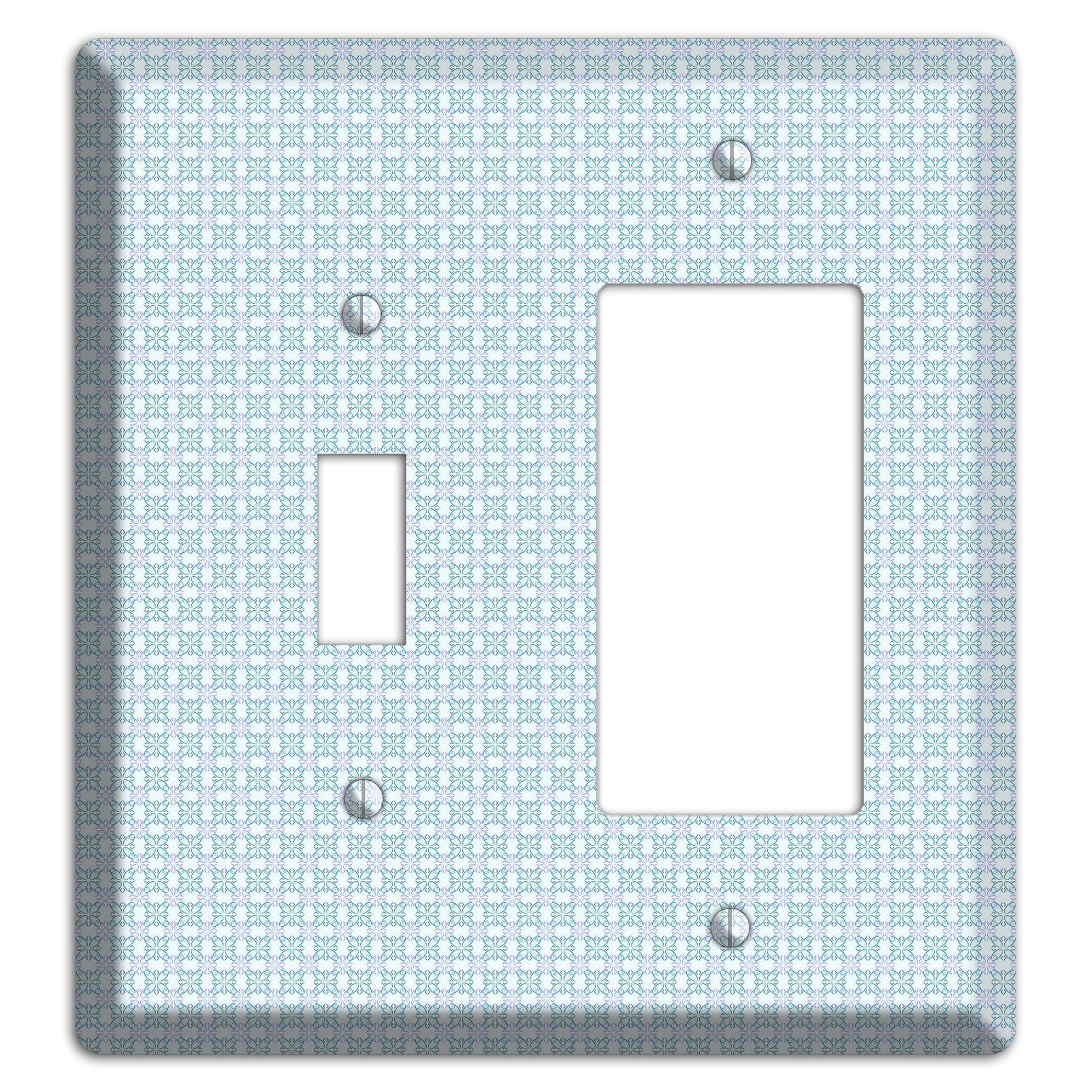 Light Blue and Lavender Tiled Tiny Arabesque Toggle / Rocker Wallplate