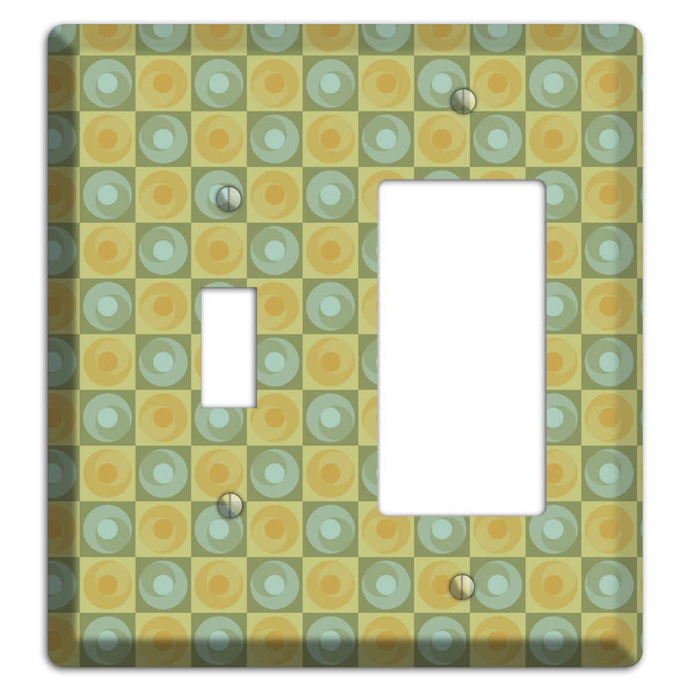 Green and Yellow Squares Toggle / Rocker Wallplate