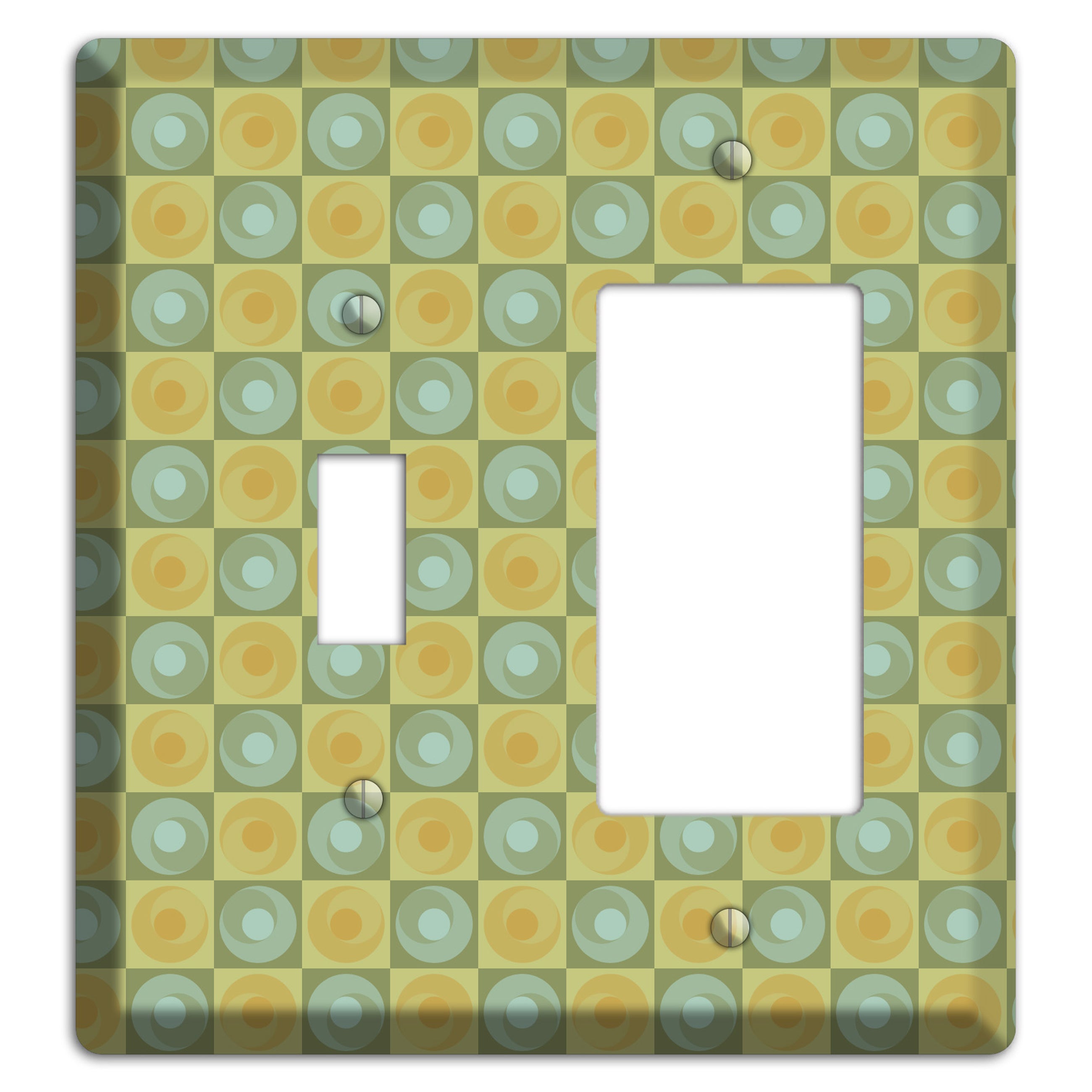 Green and Yellow Squares Toggle / Rocker Wallplate