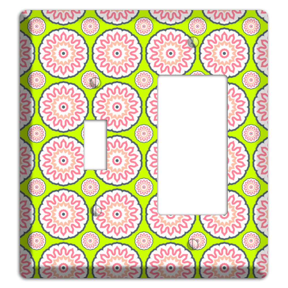 Green with Tiled Suzani Toggle / Rocker Wallplate