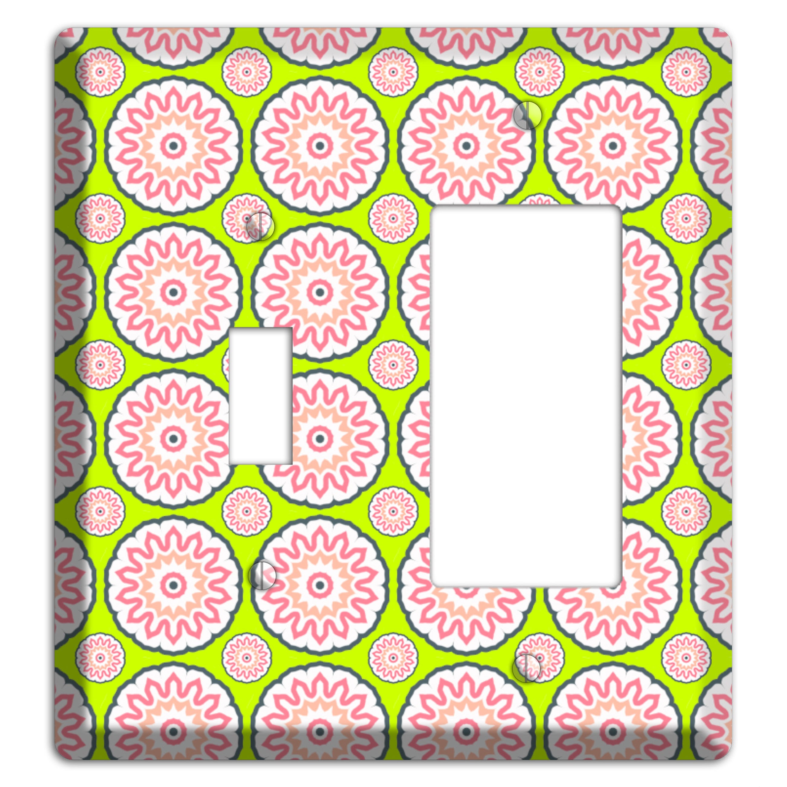 Green with Tiled Suzani Toggle / Rocker Wallplate