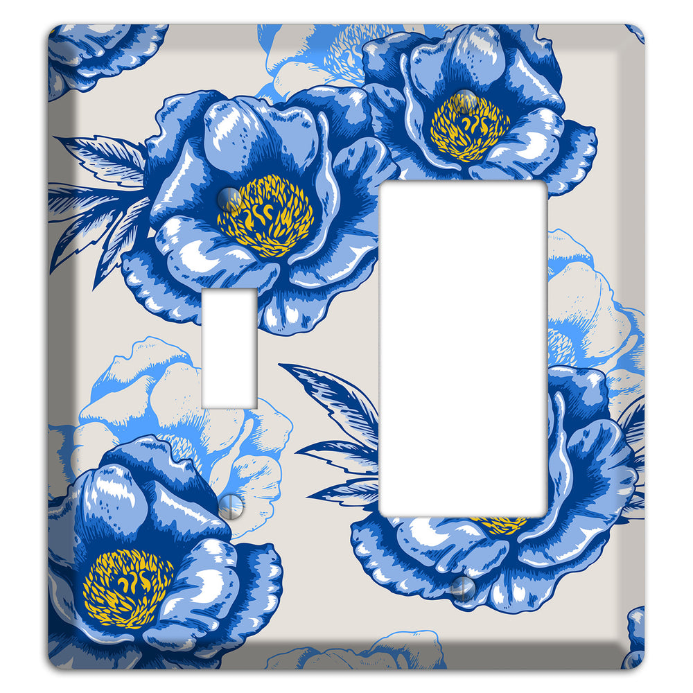 Blue Peony Toggle / Rocker Wallplate
