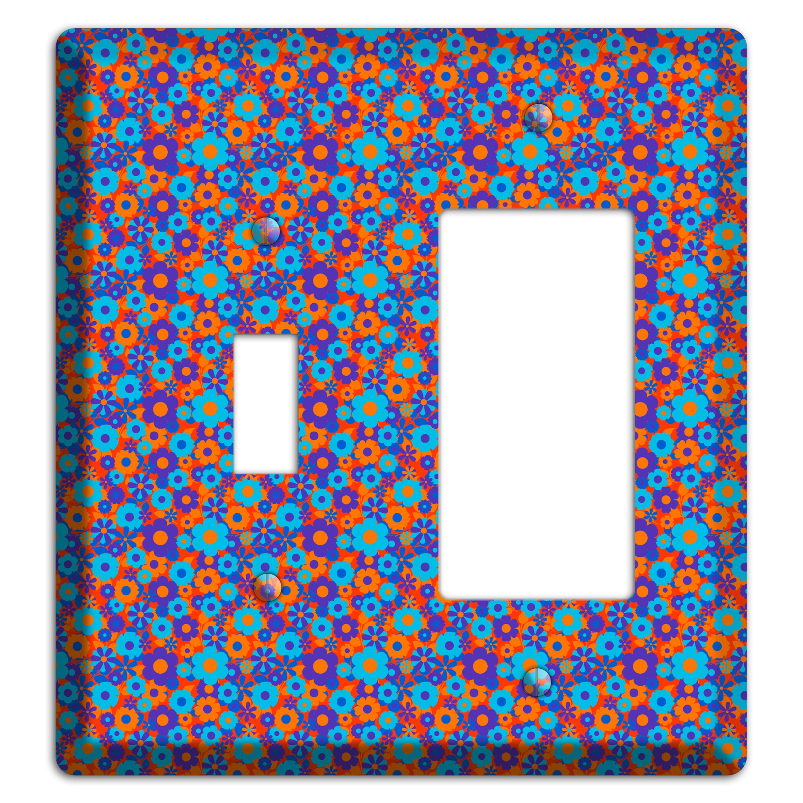Blue Purple Calico Toggle / Rocker Wallplate