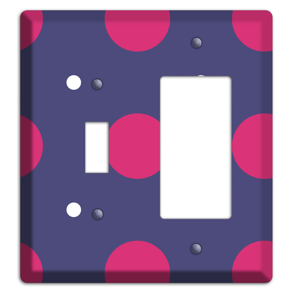 Purple with Purple and White Multi Tiled Medium Dots Toggle / Rocker Wallplate