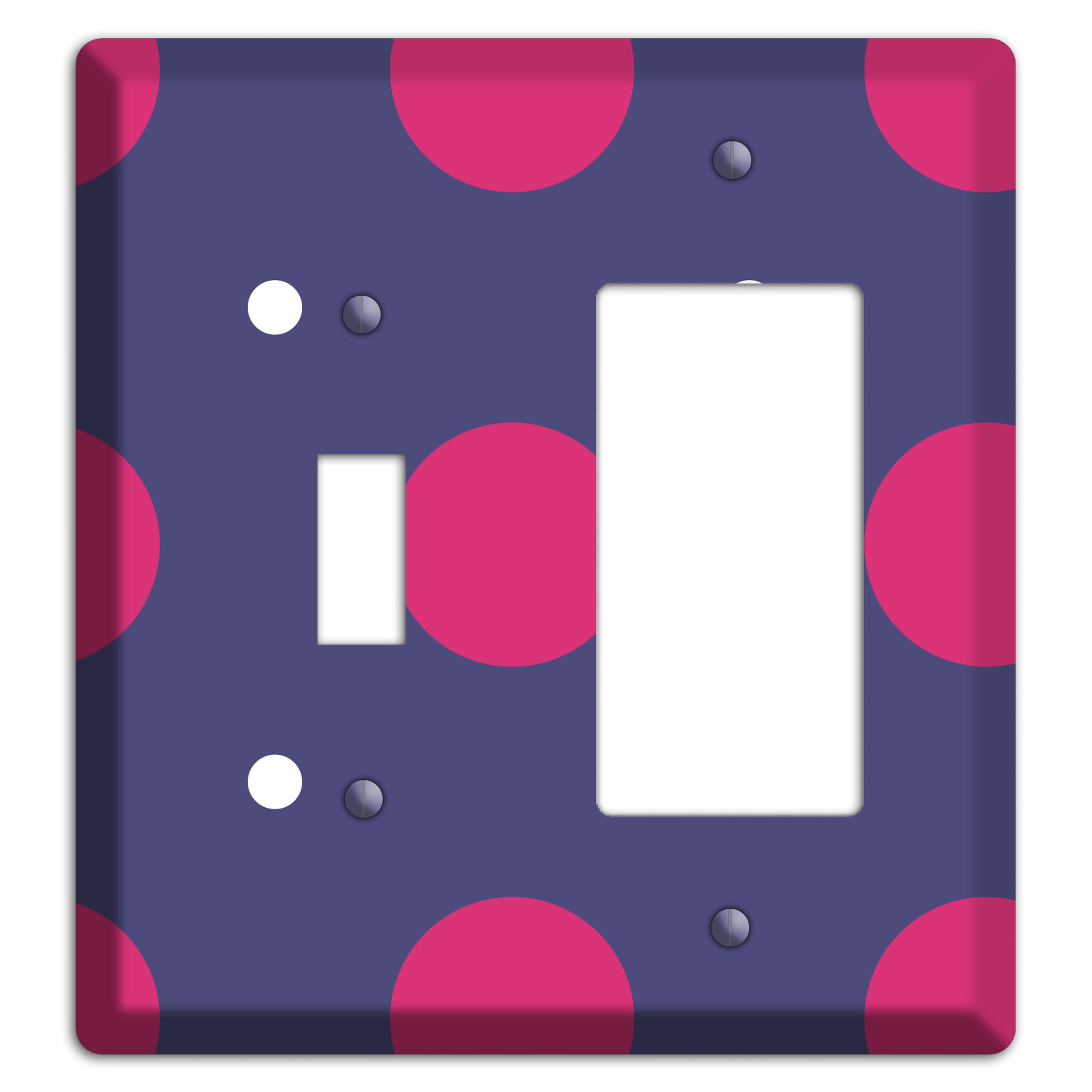 Purple with Purple and White Multi Tiled Medium Dots Toggle / Rocker Wallplate