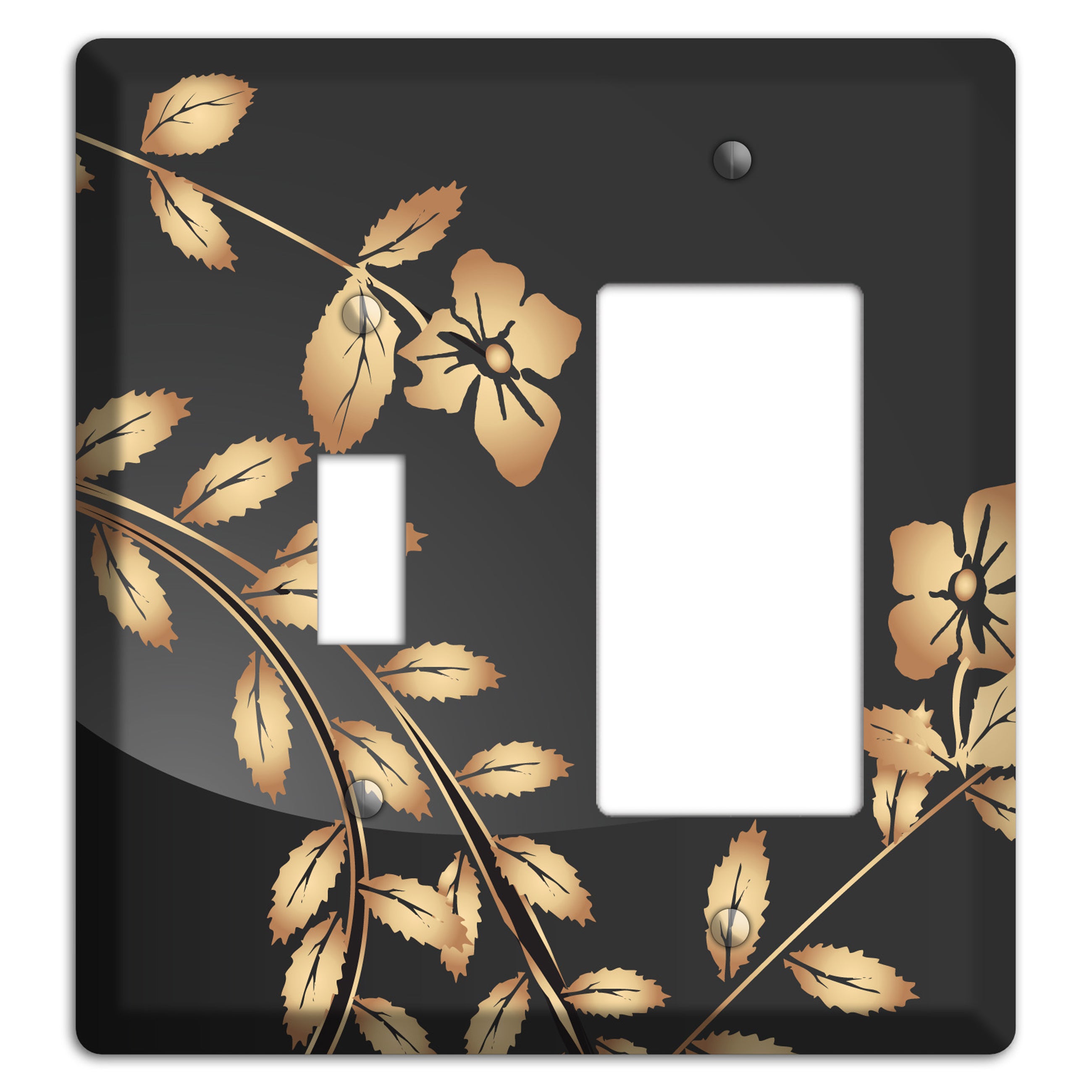 Black Sprig Toggle / Rocker Wallplate