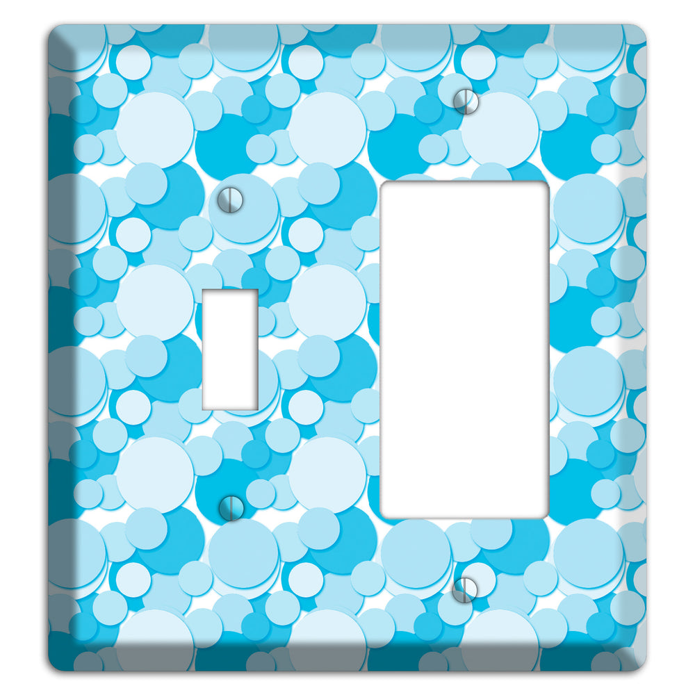Multi Blue Bubble Dots Toggle / Rocker Wallplate