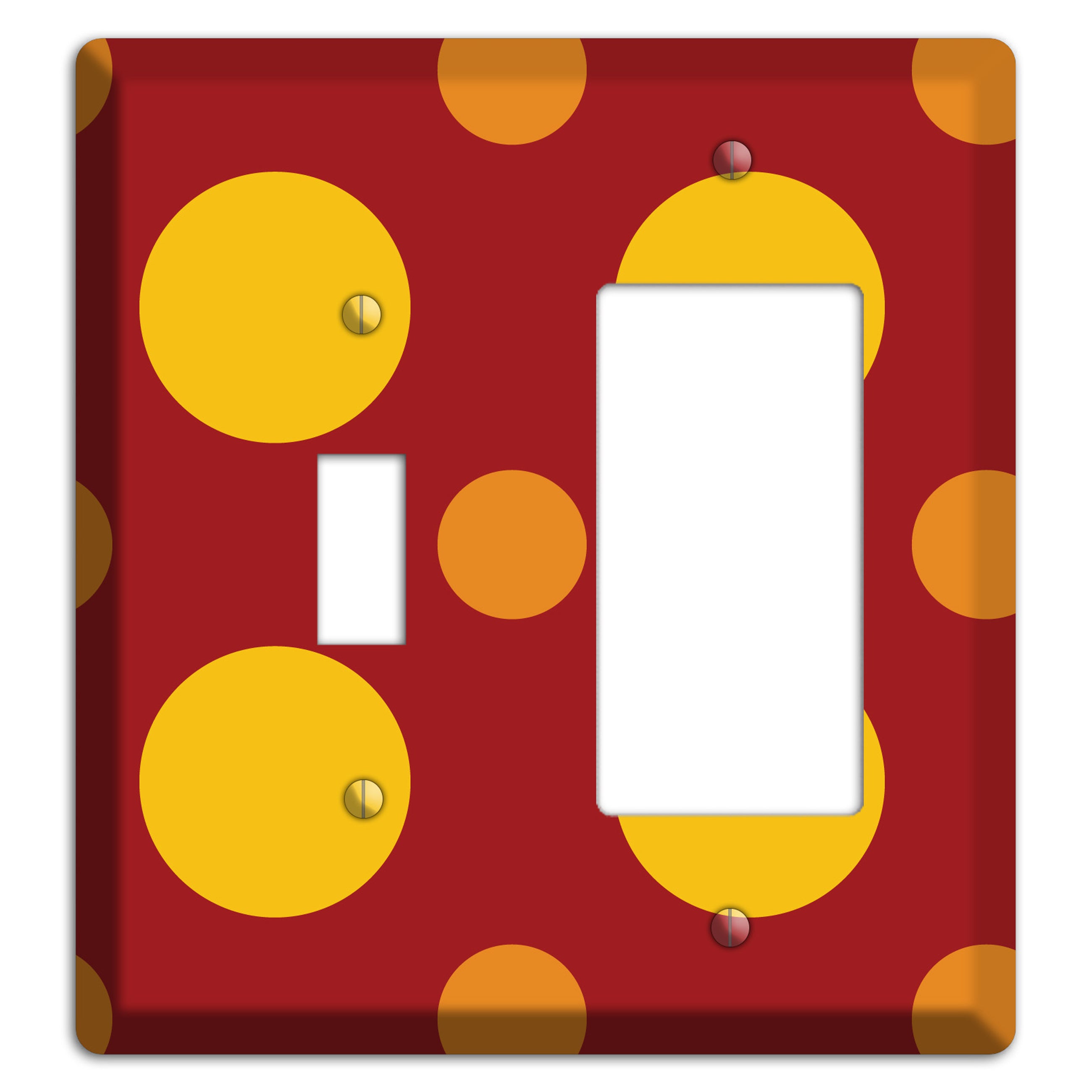 Red with Multi Orange Multi Medium Polka Dots Toggle / Rocker Wallplate