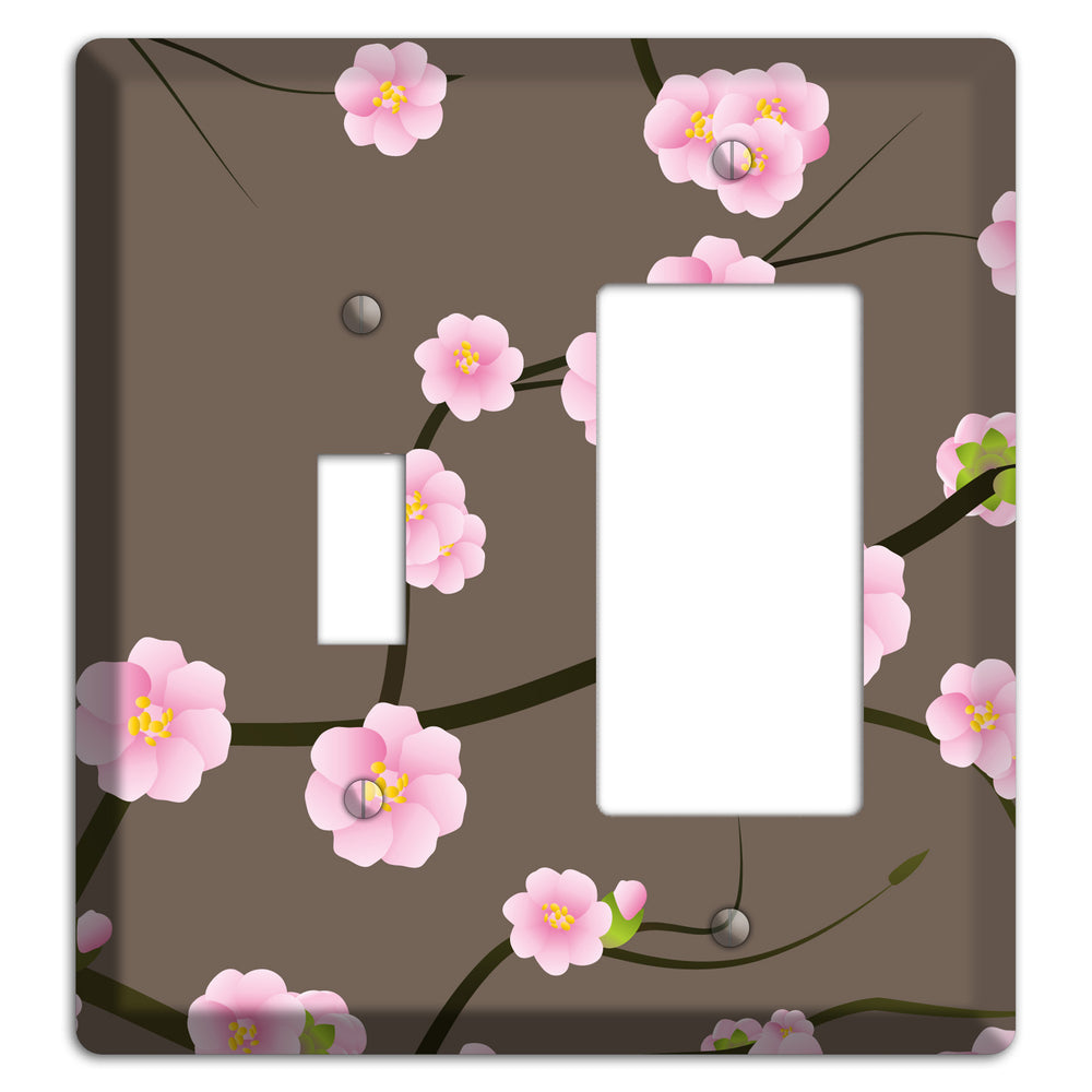 Pink and Brown Cherry Blossoms Toggle / Rocker Wallplate