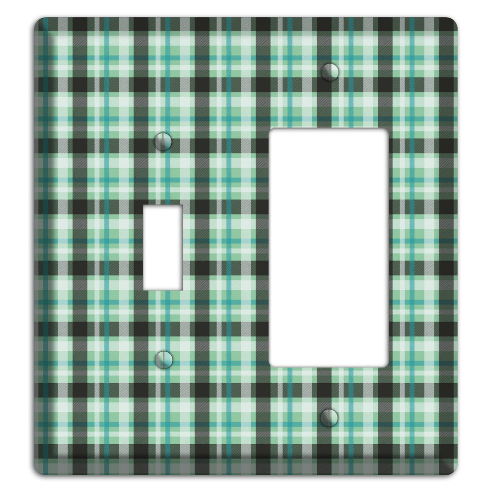 Multi Green Plaid Toggle / Rocker Wallplate