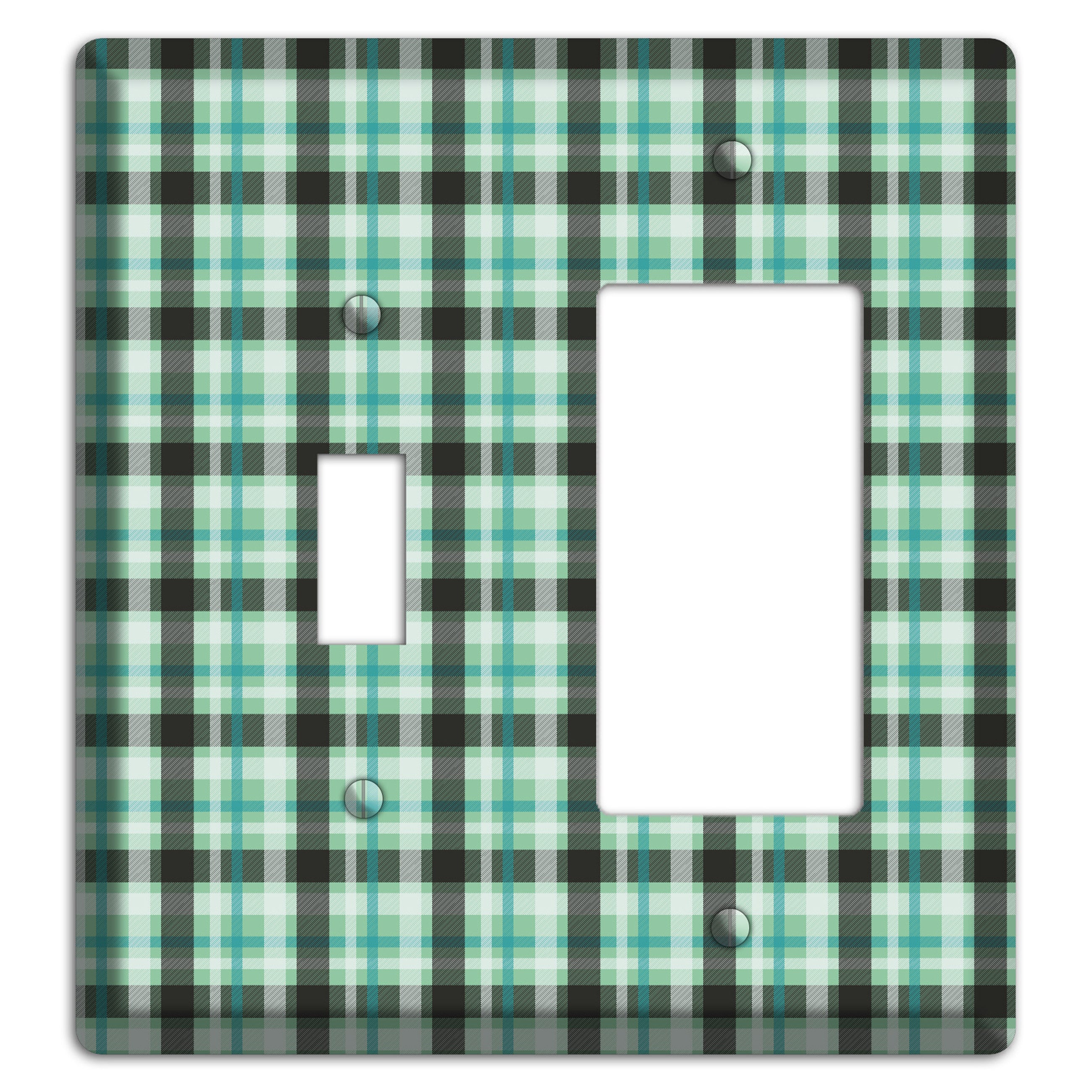 Multi Green Plaid Toggle / Rocker Wallplate