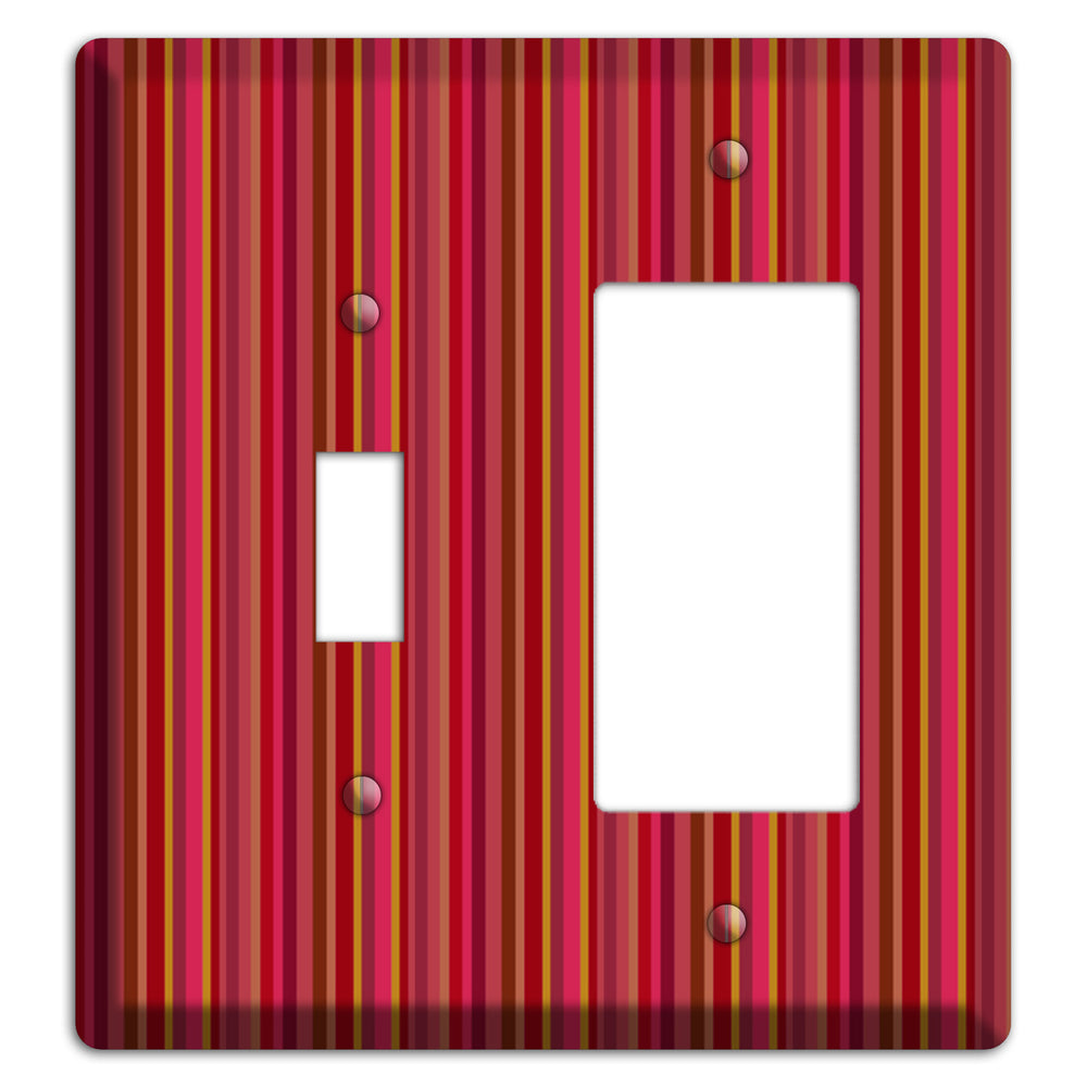 Multi Red Vertical Stripes 2 Toggle / Rocker Wallplate