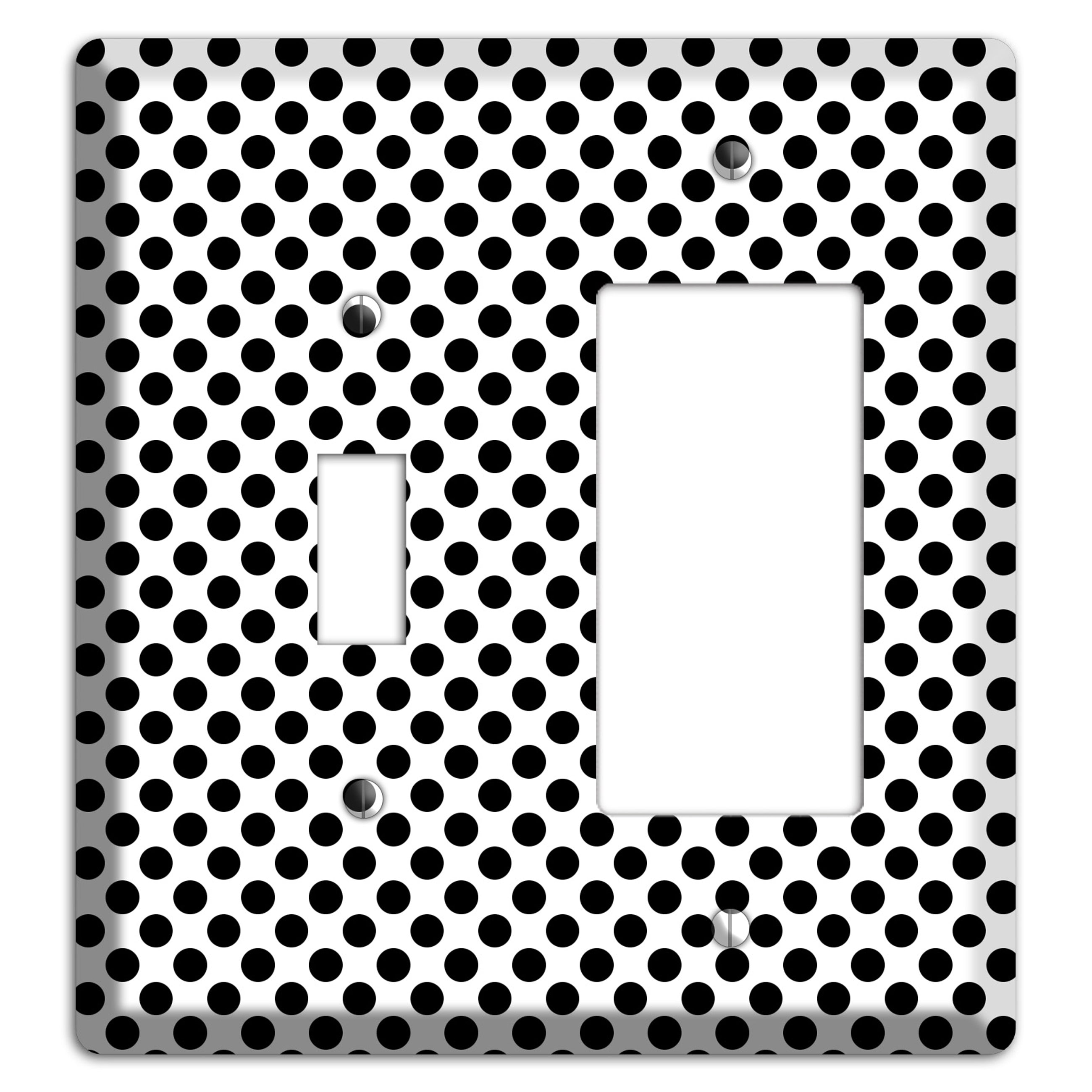White with Black Packed Small Polka Dots Toggle / Rocker Wallplate