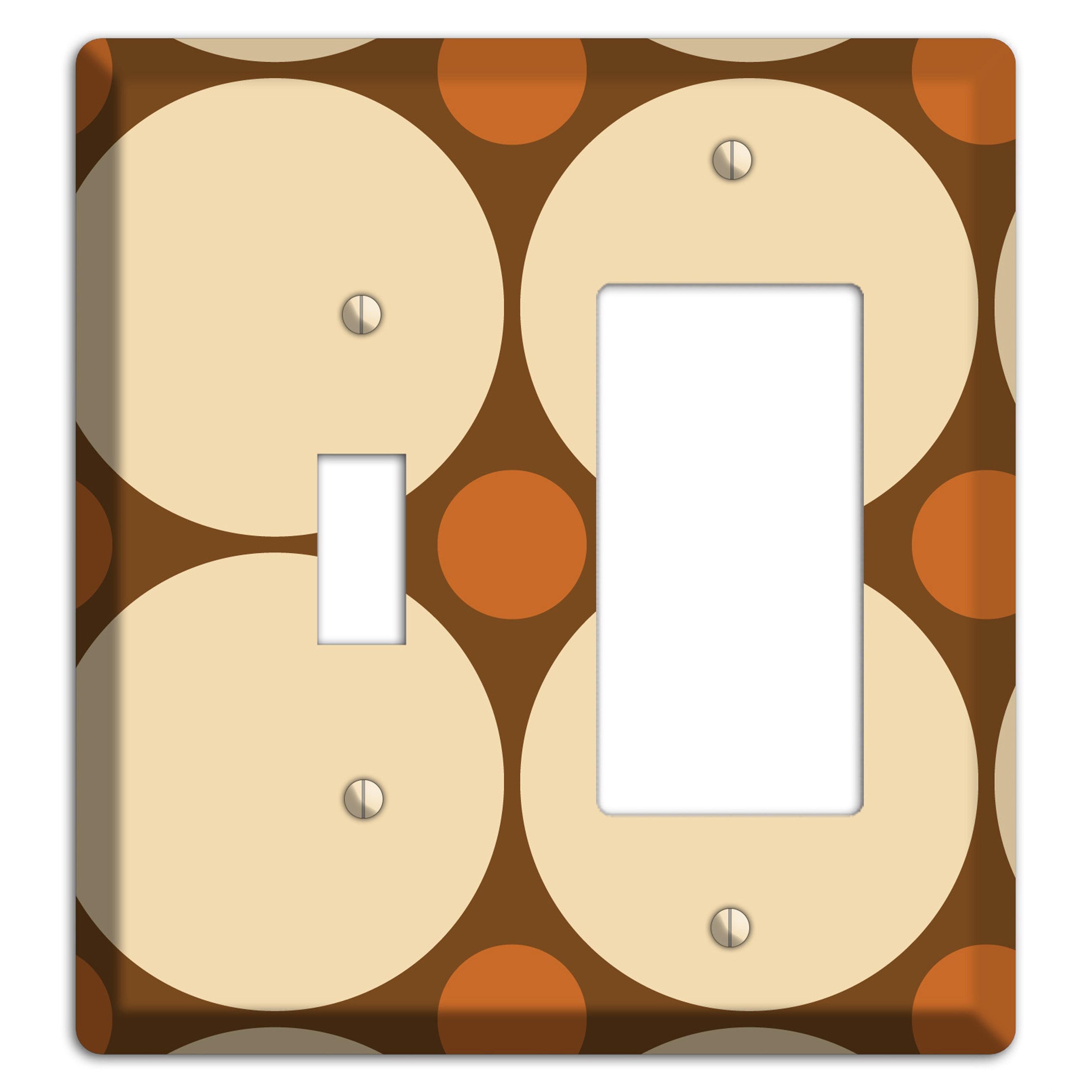 Brown with Beige and Umber Multi Tiled Large Dots Toggle / Rocker Wallplate
