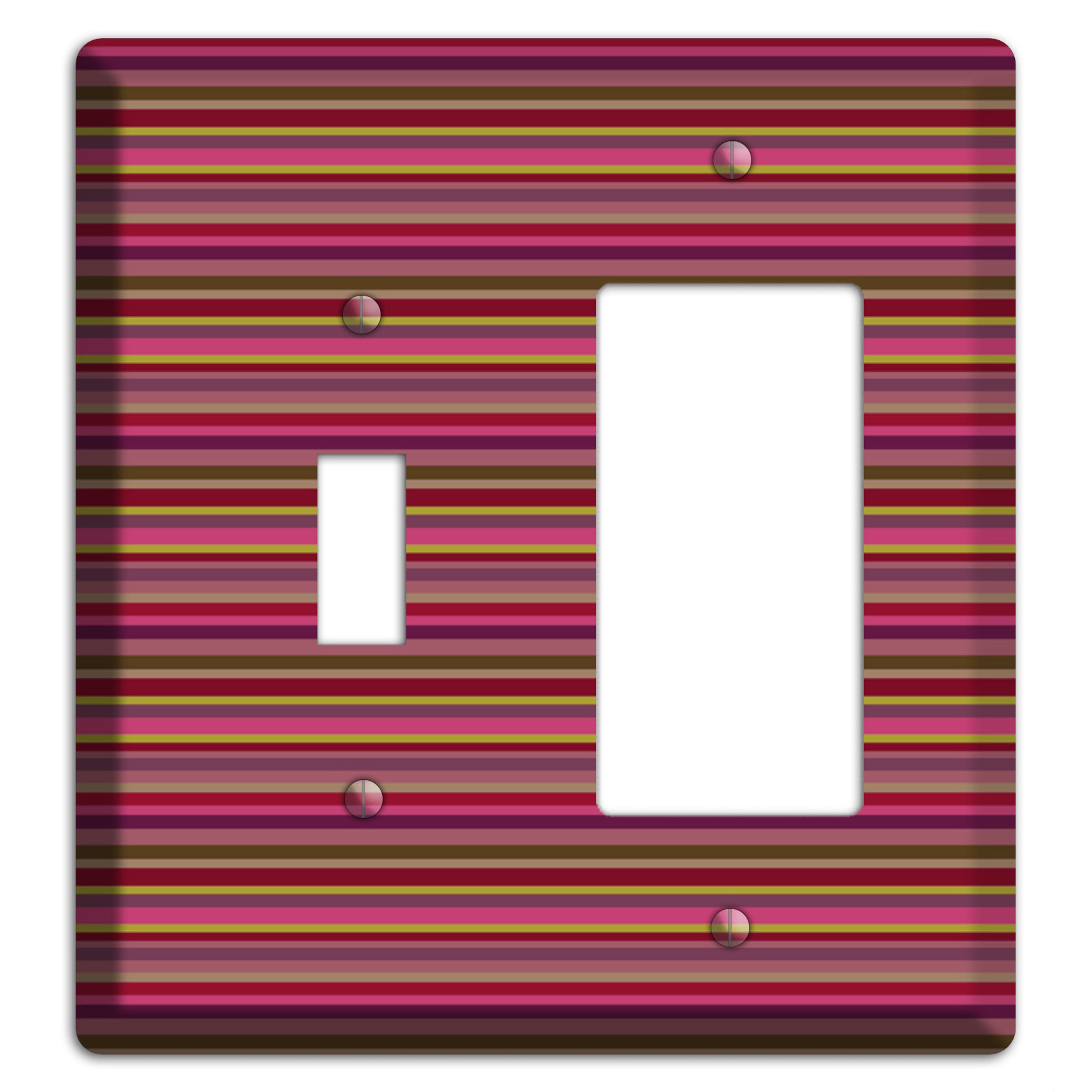 Fuschia Multi Horizontal Stripes Toggle / Rocker Wallplate
