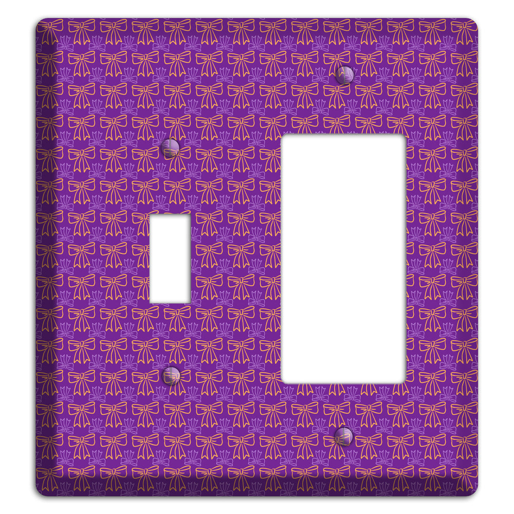 Purple with Pink Bows Toggle / Rocker Wallplate