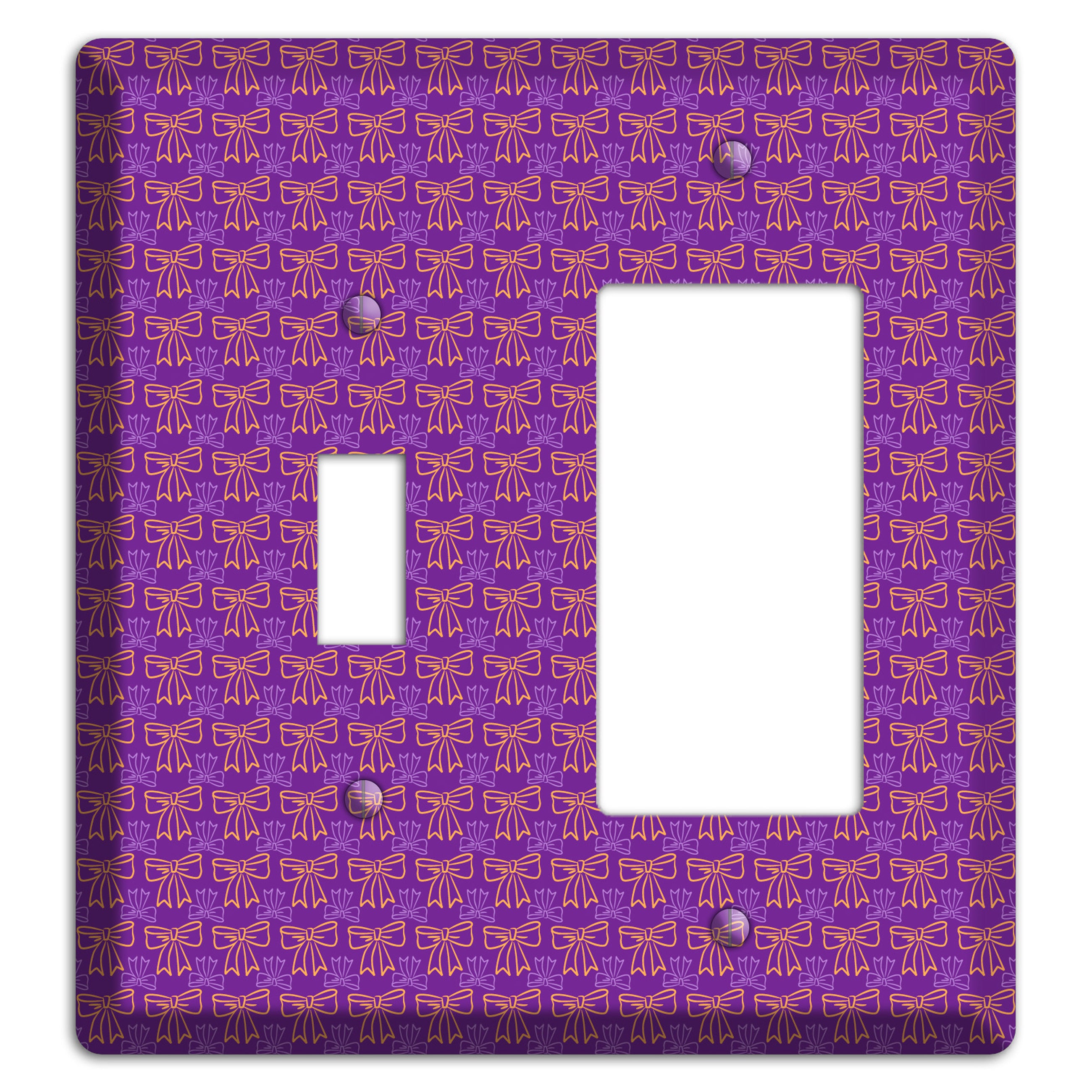 Purple with Pink Bows Toggle / Rocker Wallplate