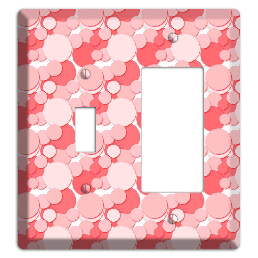 Multi Pink Bubble Dots Toggle / Rocker Wallplate