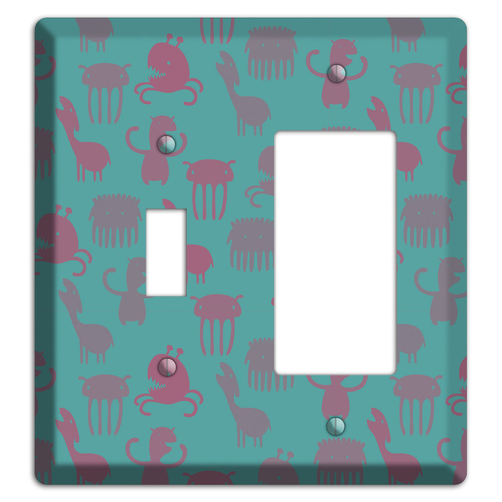 Sily Monsters Green Toggle / Rocker Wallplate