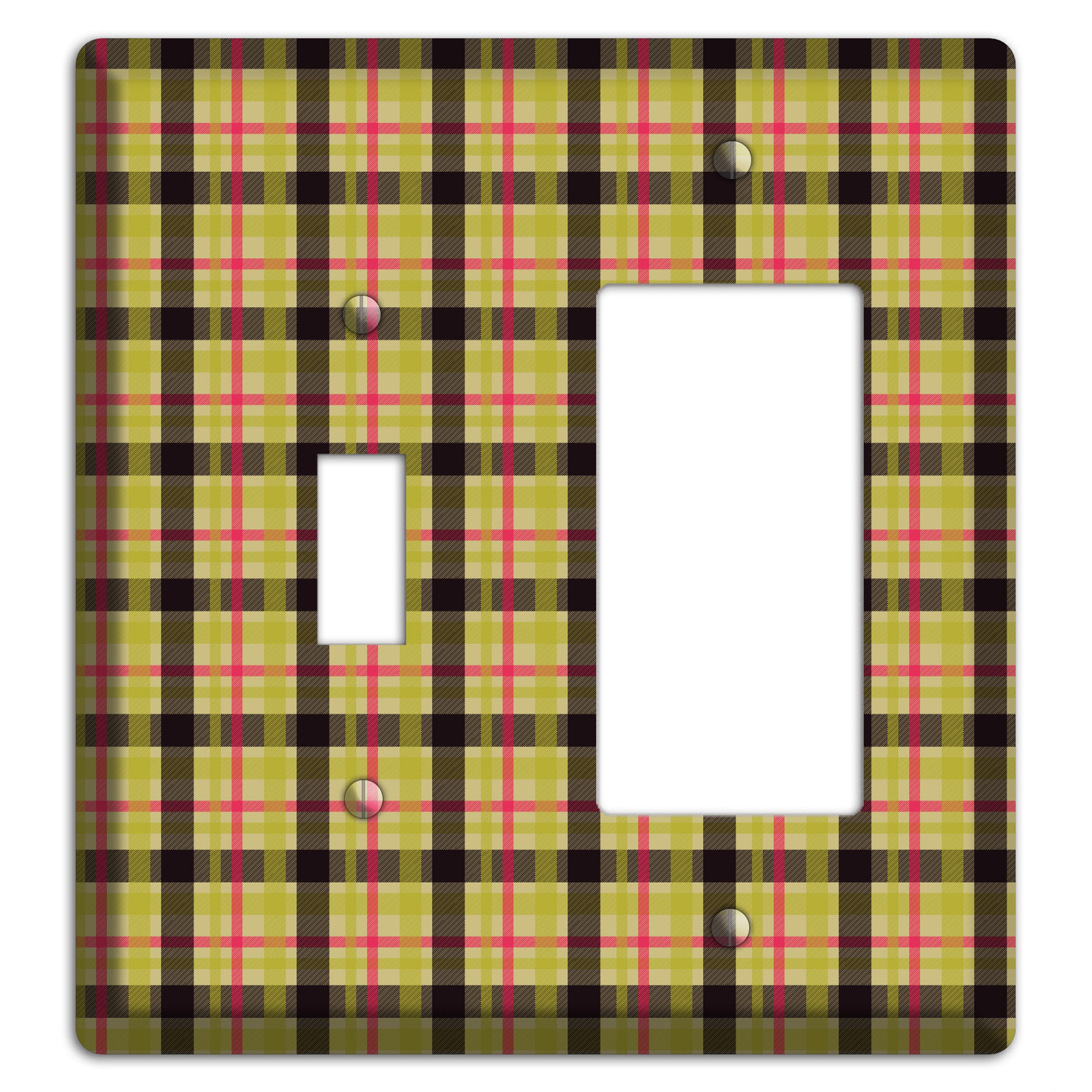 Yellow Black Red Plaid Toggle / Rocker Wallplate