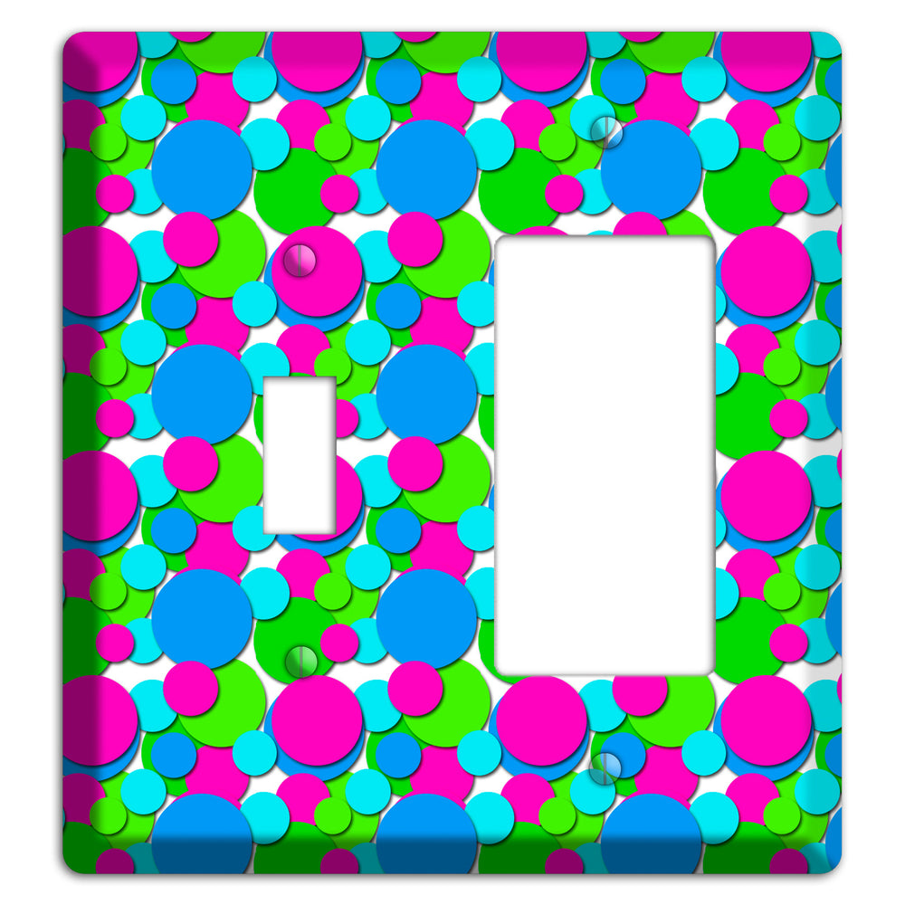 Fuschia Lime Blue Bubble Dots Toggle / Rocker Wallplate