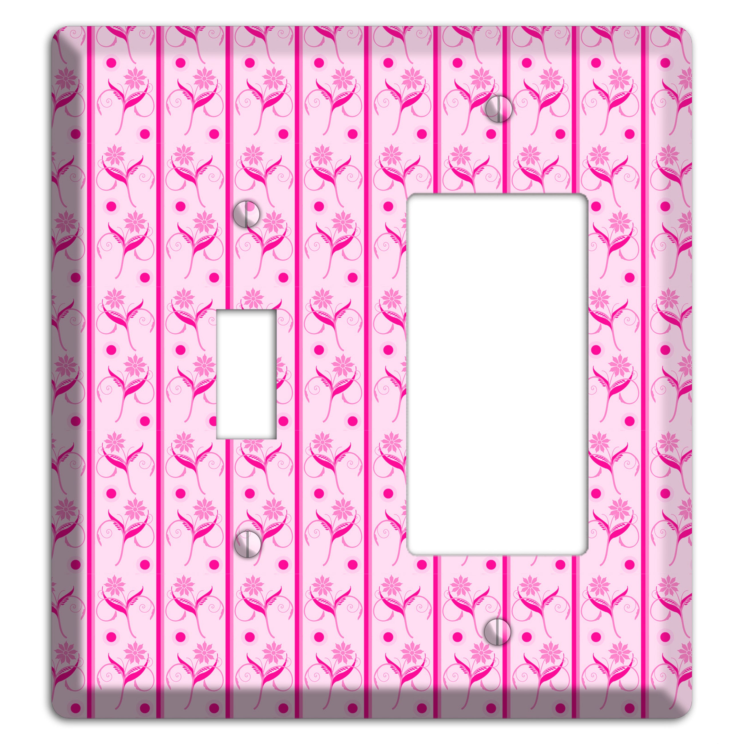 Pink Floral Pattern Toggle / Rocker Wallplate