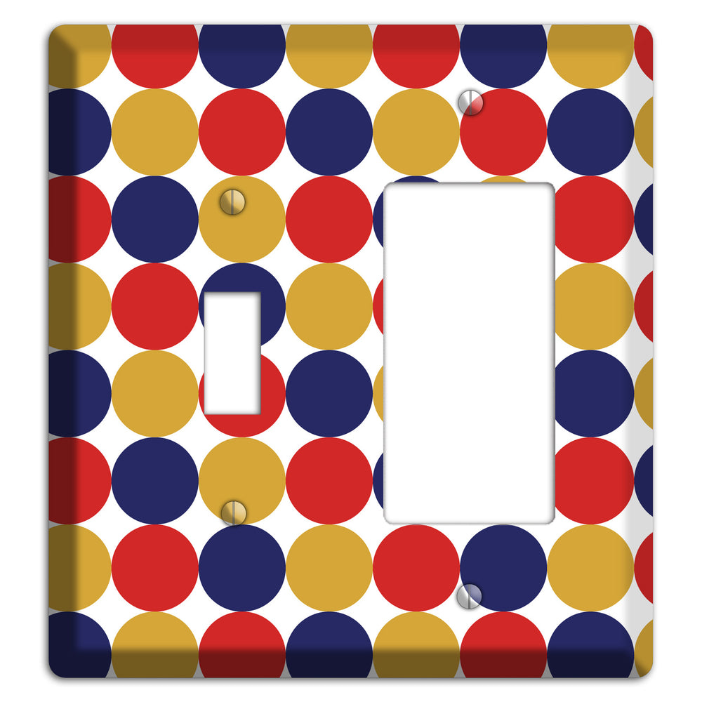 Mustard Red Purple Tiled Dots Toggle / Rocker Wallplate