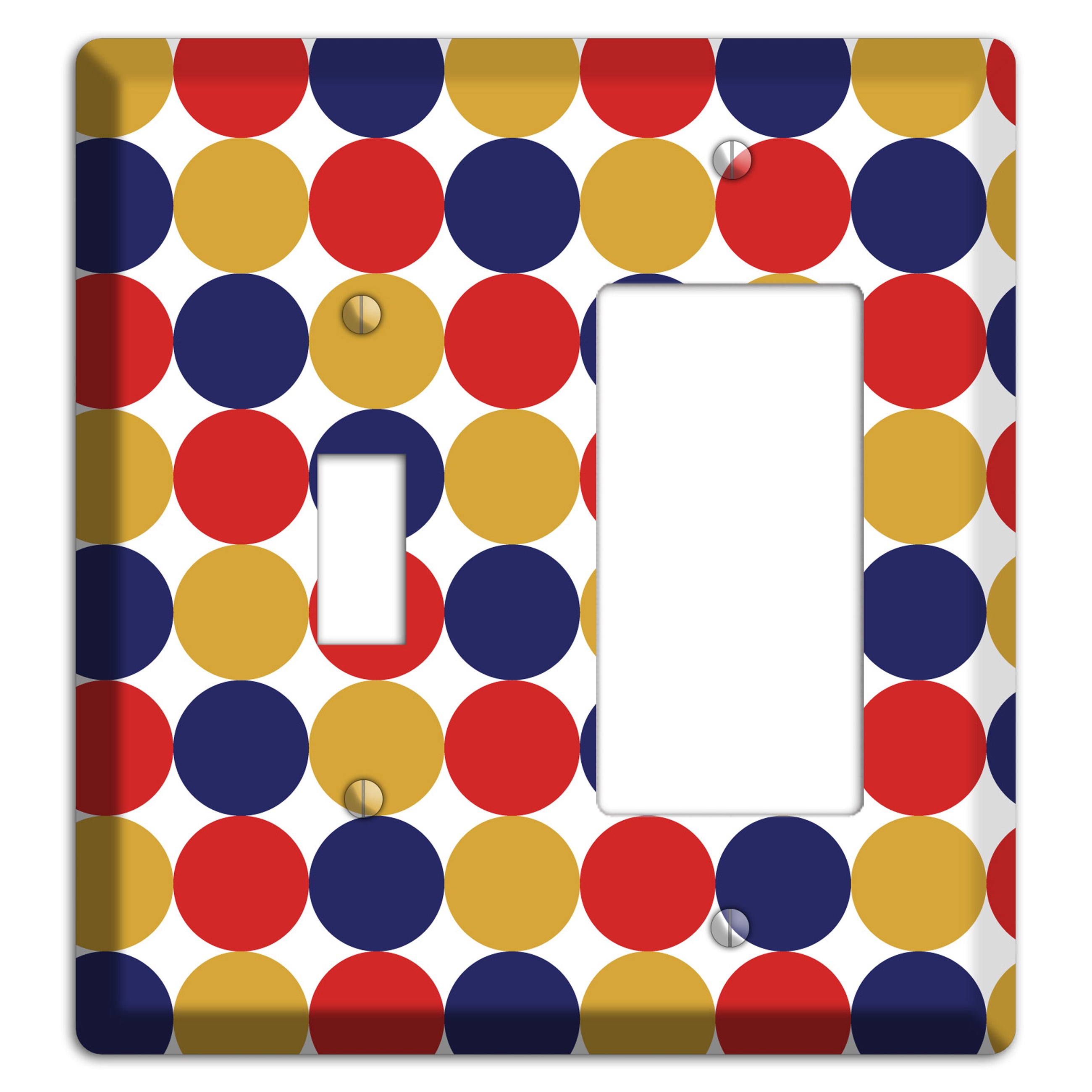 Mustard Red Purple Tiled Dots Toggle / Rocker Wallplate
