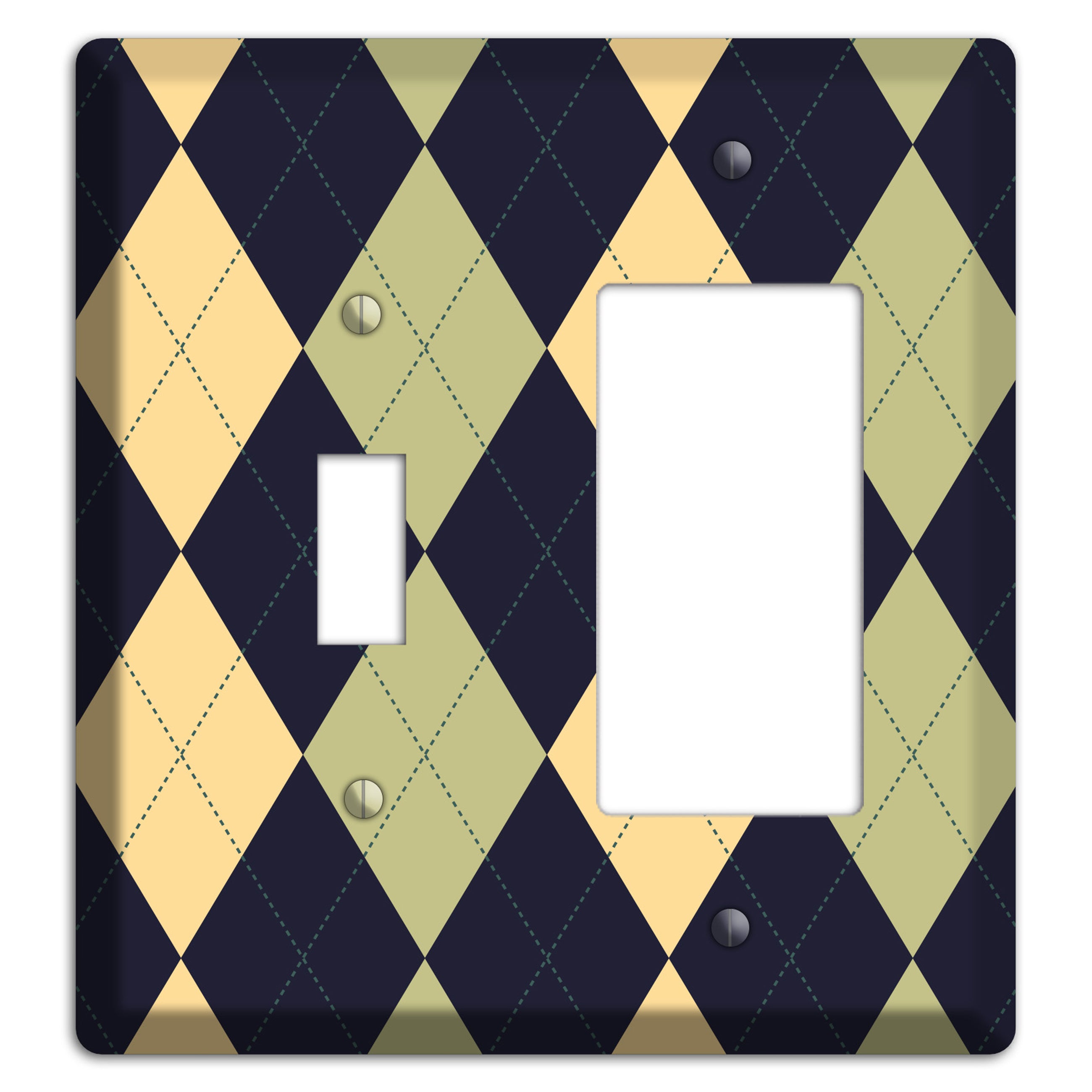 Yellow and Tan Argyle Toggle / Rocker Wallplate