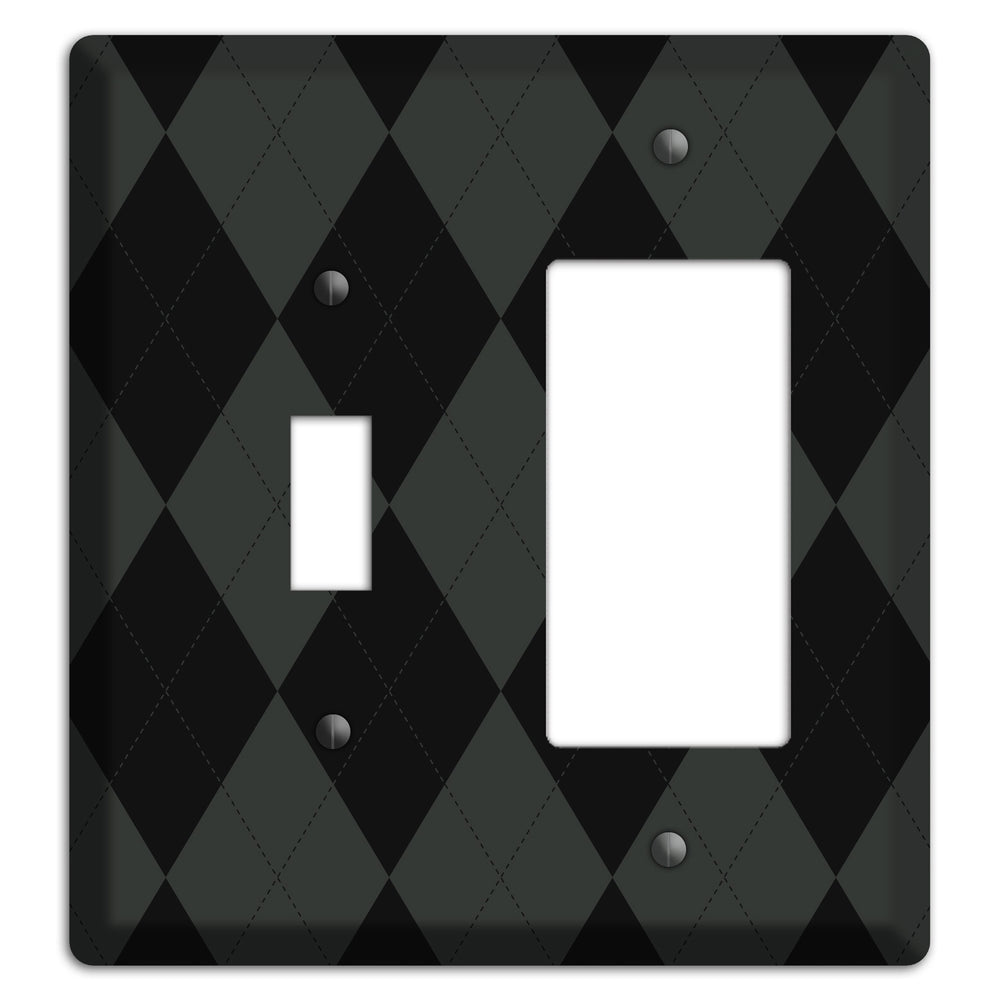 Gray and Black Argyle Toggle / Rocker Wallplate