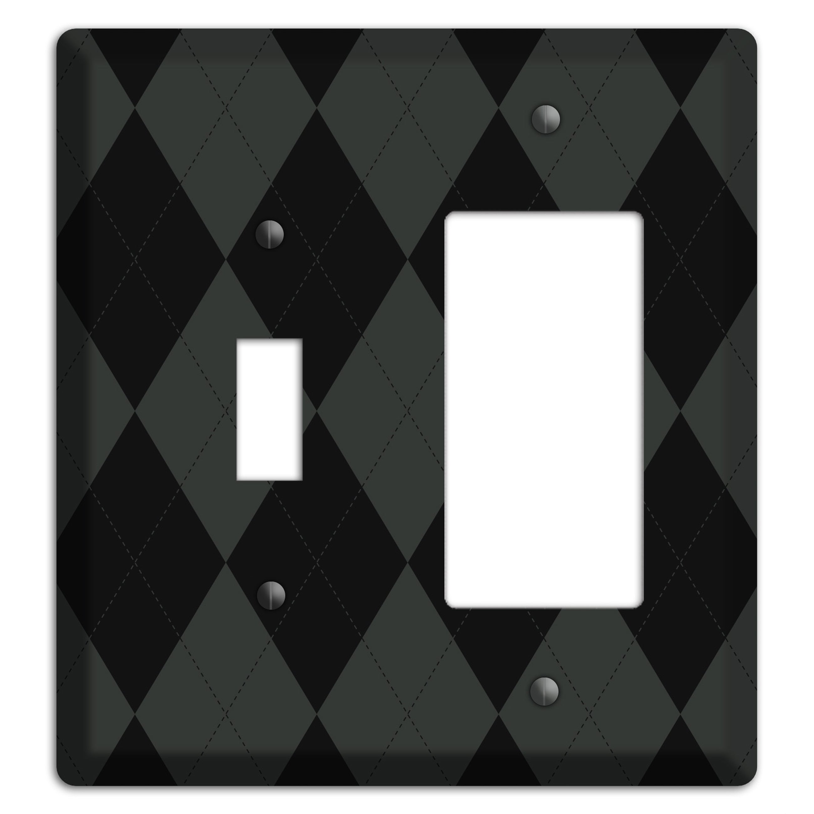 Gray and Black Argyle Toggle / Rocker Wallplate