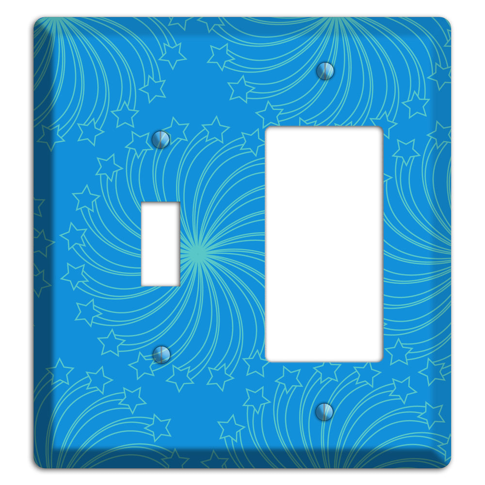 Multi Blue Star Swirl Toggle / Rocker Wallplate