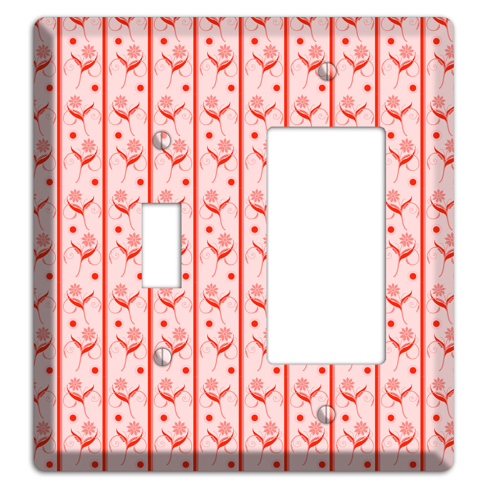 Salmon Floral Pattern Toggle / Rocker Wallplate