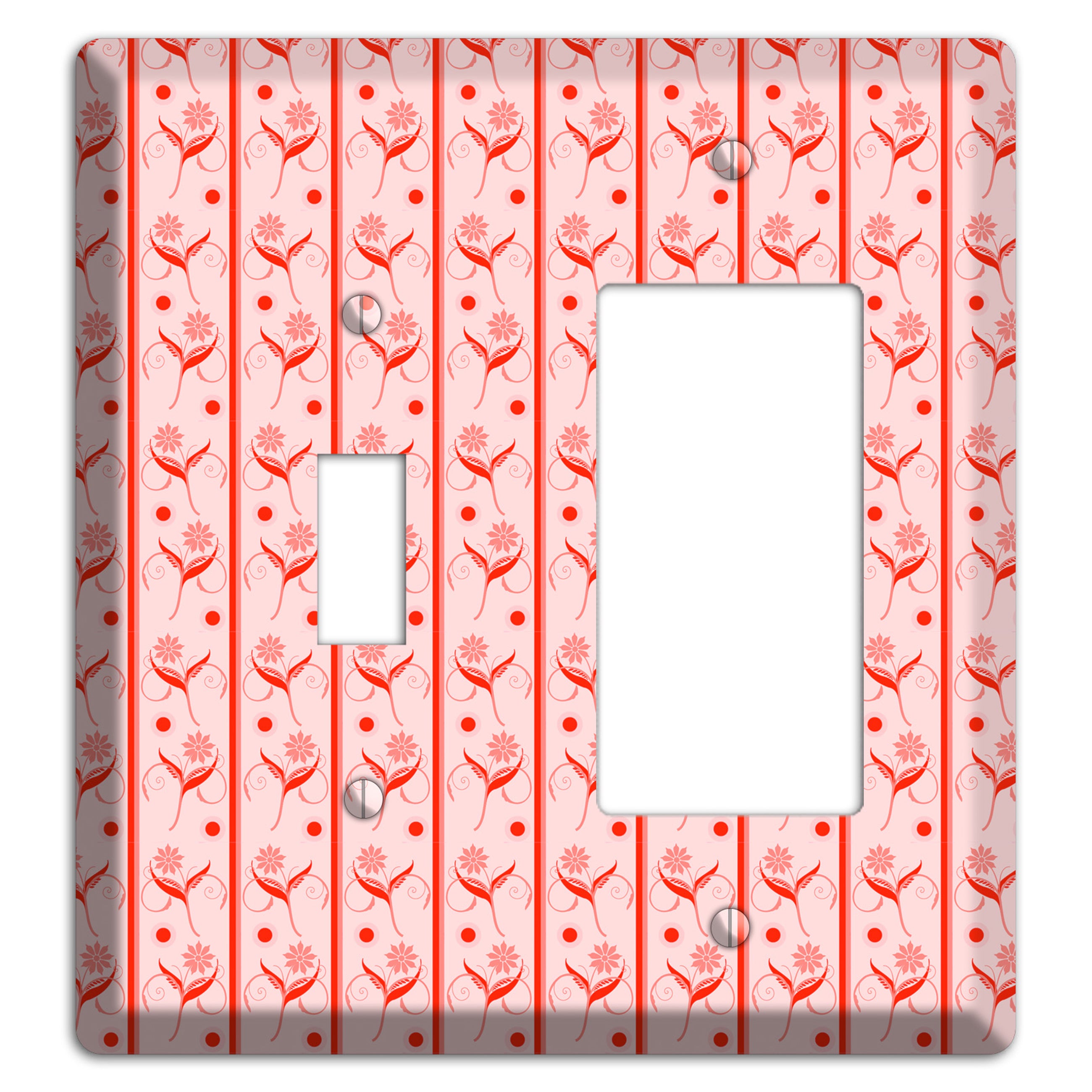 Salmon Floral Pattern Toggle / Rocker Wallplate
