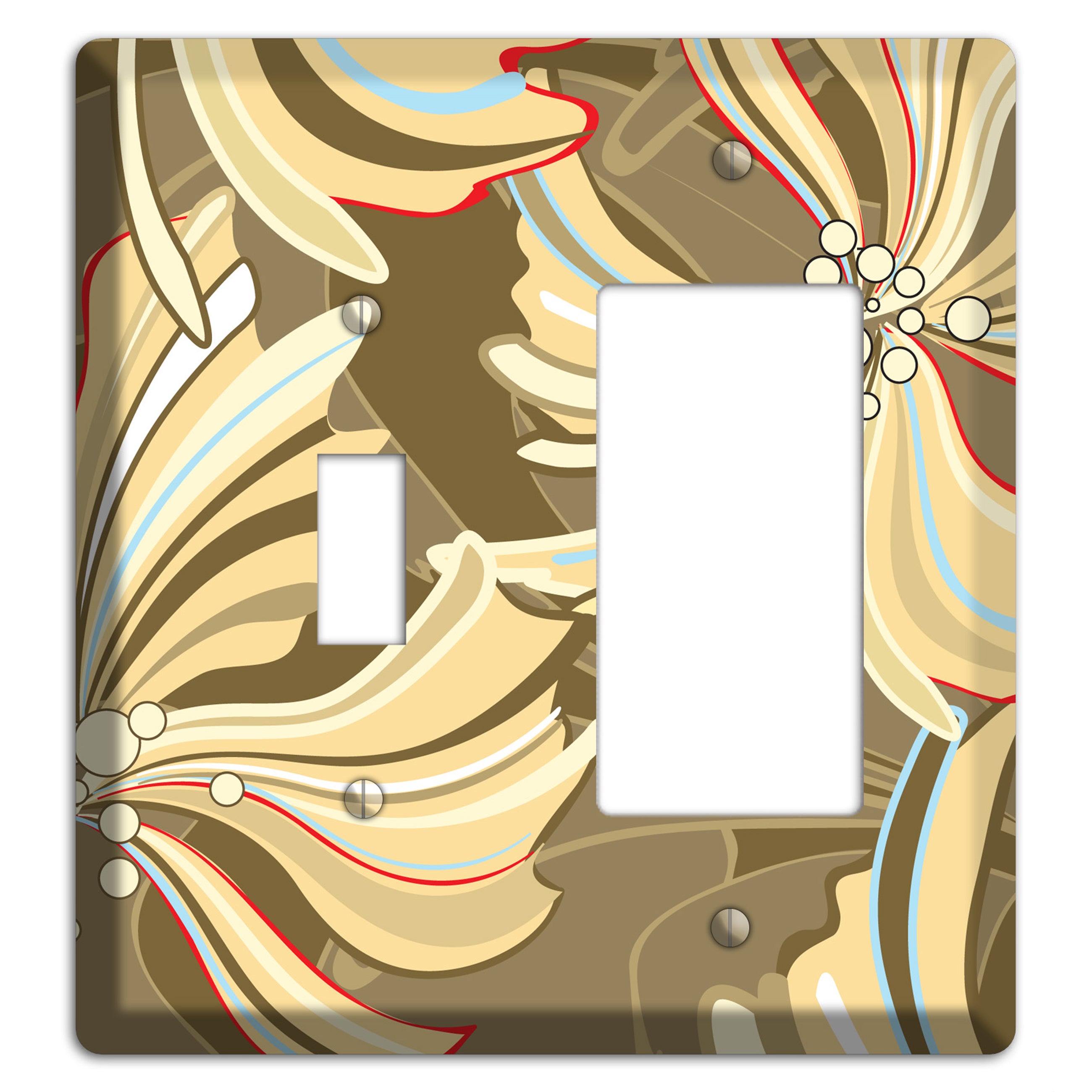 Brown Deco Blossoms Toggle / Rocker Wallplate