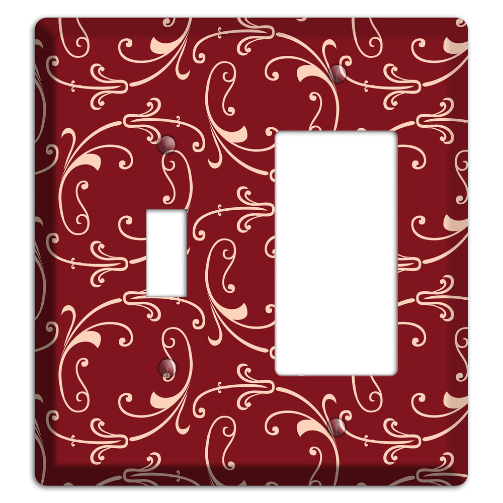 Burgundy Victorian Sprig Toggle / Rocker Wallplate