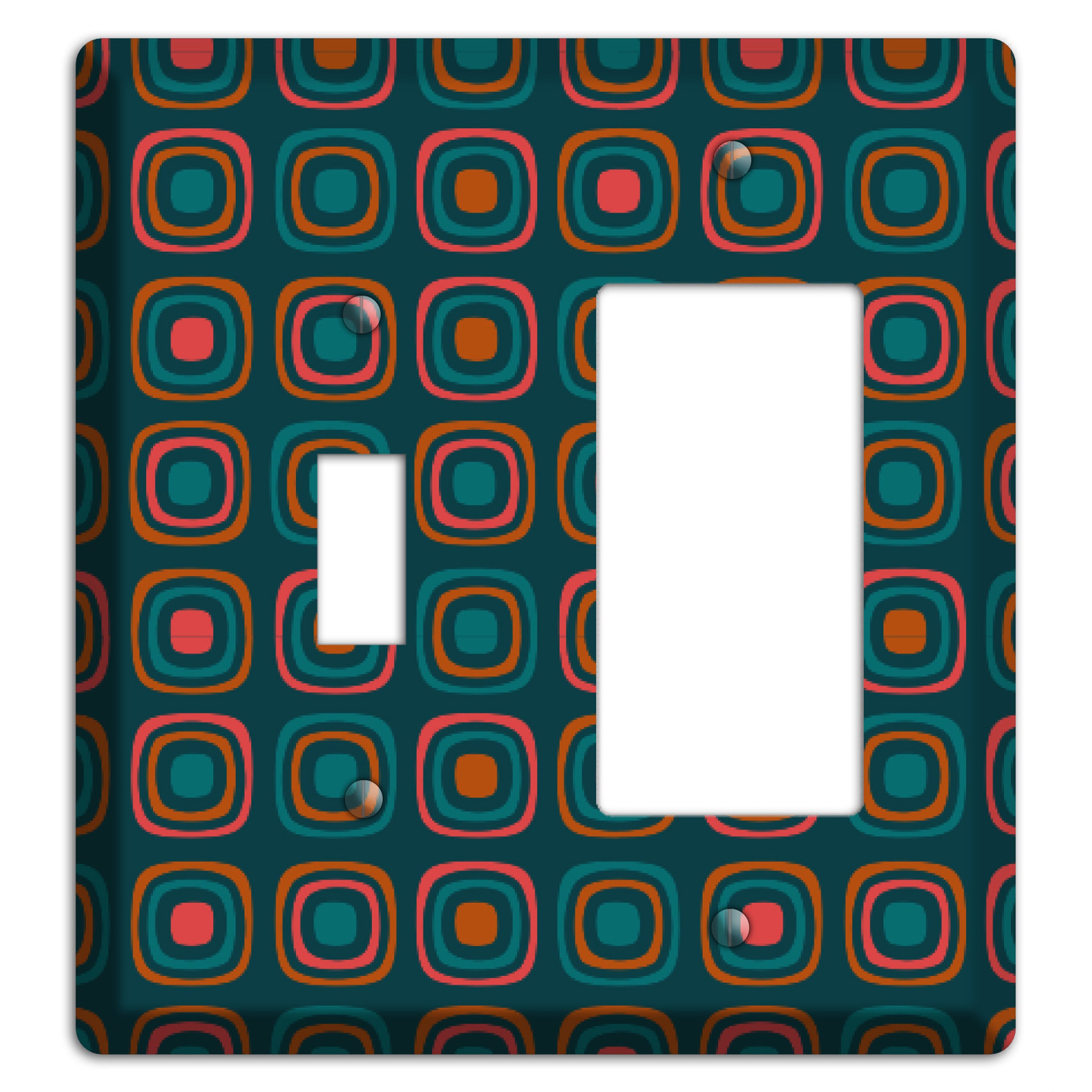 Teal and Pink Rounded Squares Toggle / Rocker Wallplate